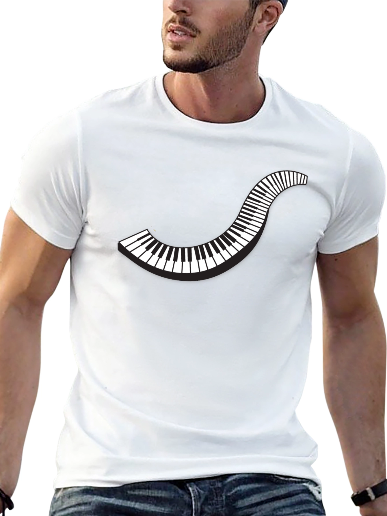 Stylish Piano Keys Graphic T-Shirt