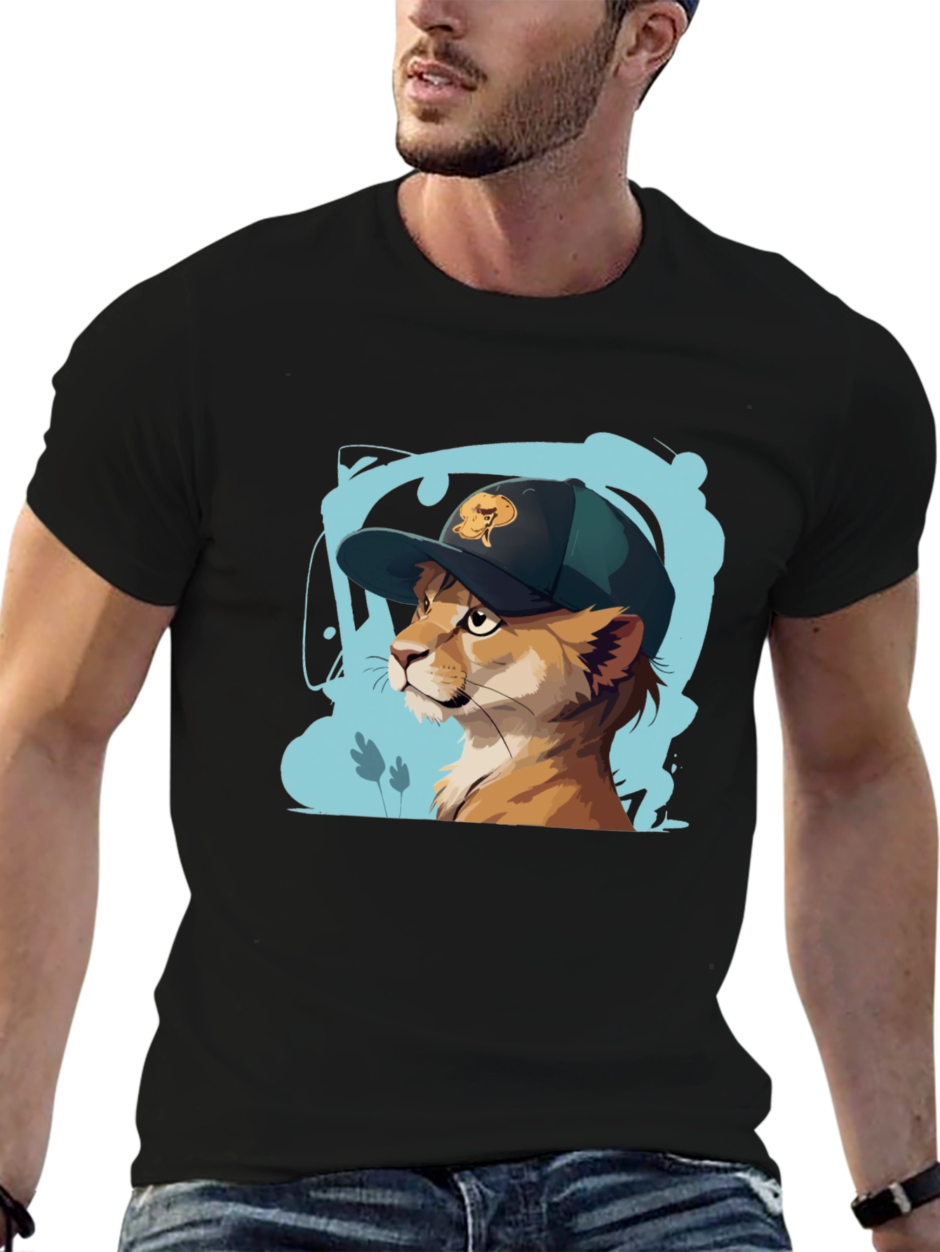 Cool Cat Tee: Urban Style Animal Graphic T-Shirt