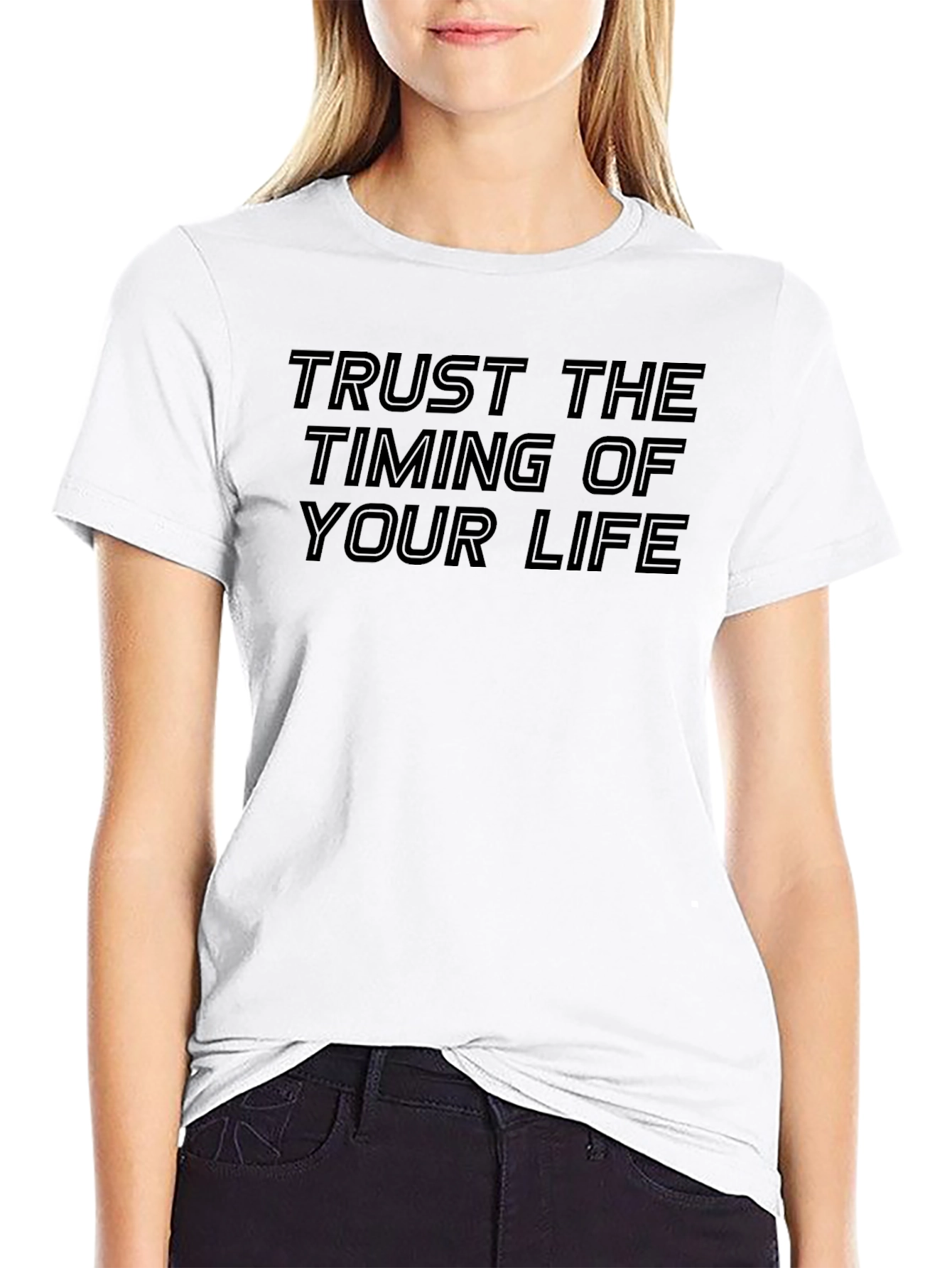Trust The Timing Black Graphic Tee