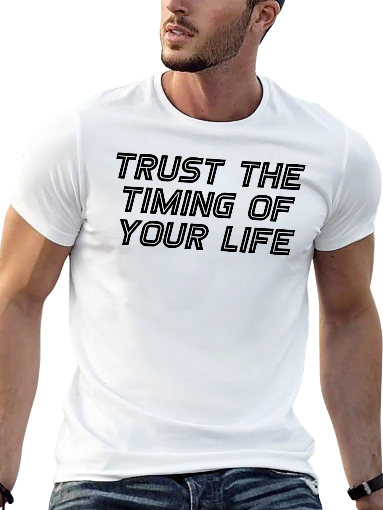Trust The Timing Black Graphic Tee