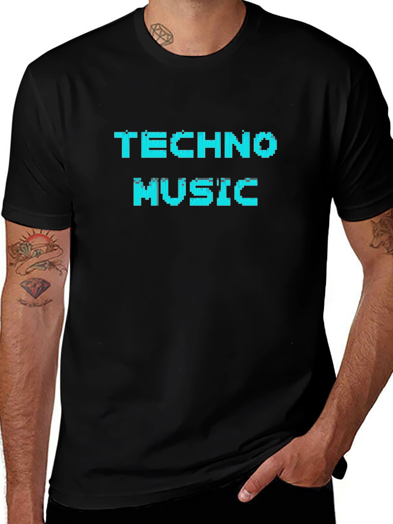 Techno Music Pixel Art T-Shirt - Black