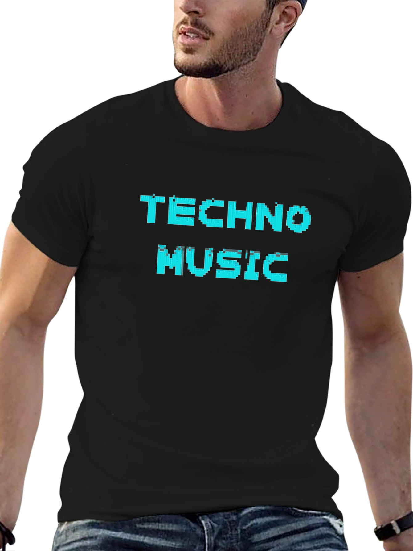 Techno Music Pixel Art T-Shirt - Black