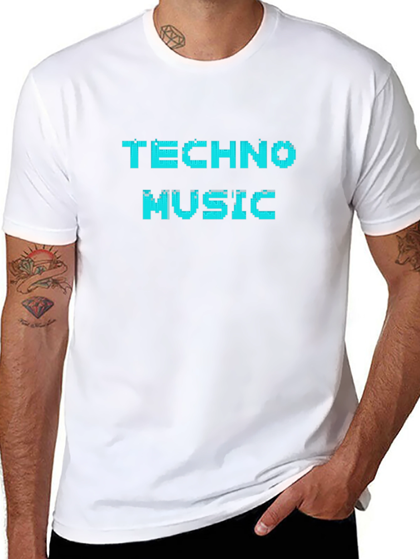 Techno Music Pixel Art T-Shirt - Black
