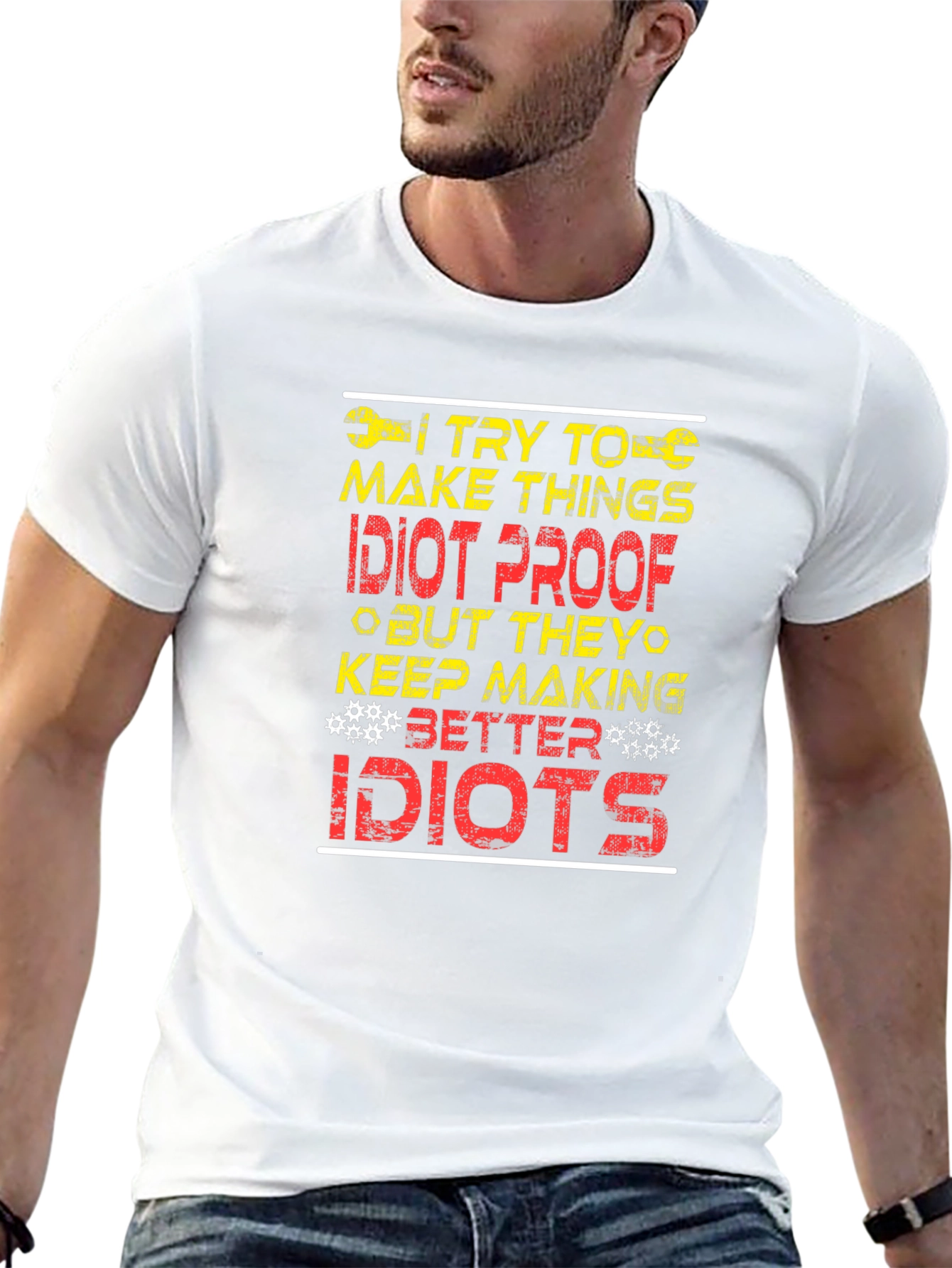 Idiot Proof Humor Graphic T-Shirt