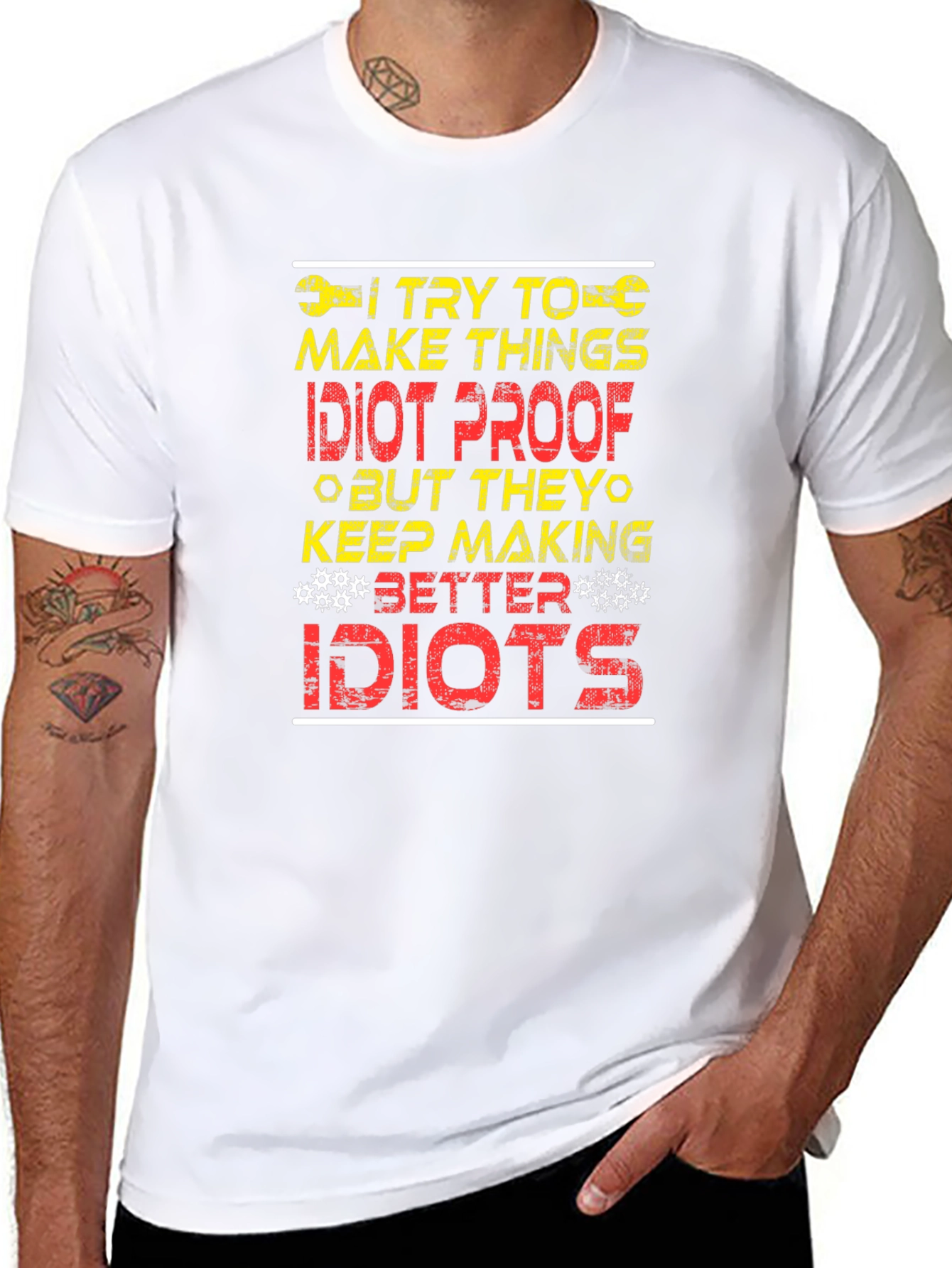 Idiot Proof Humor Graphic T-Shirt