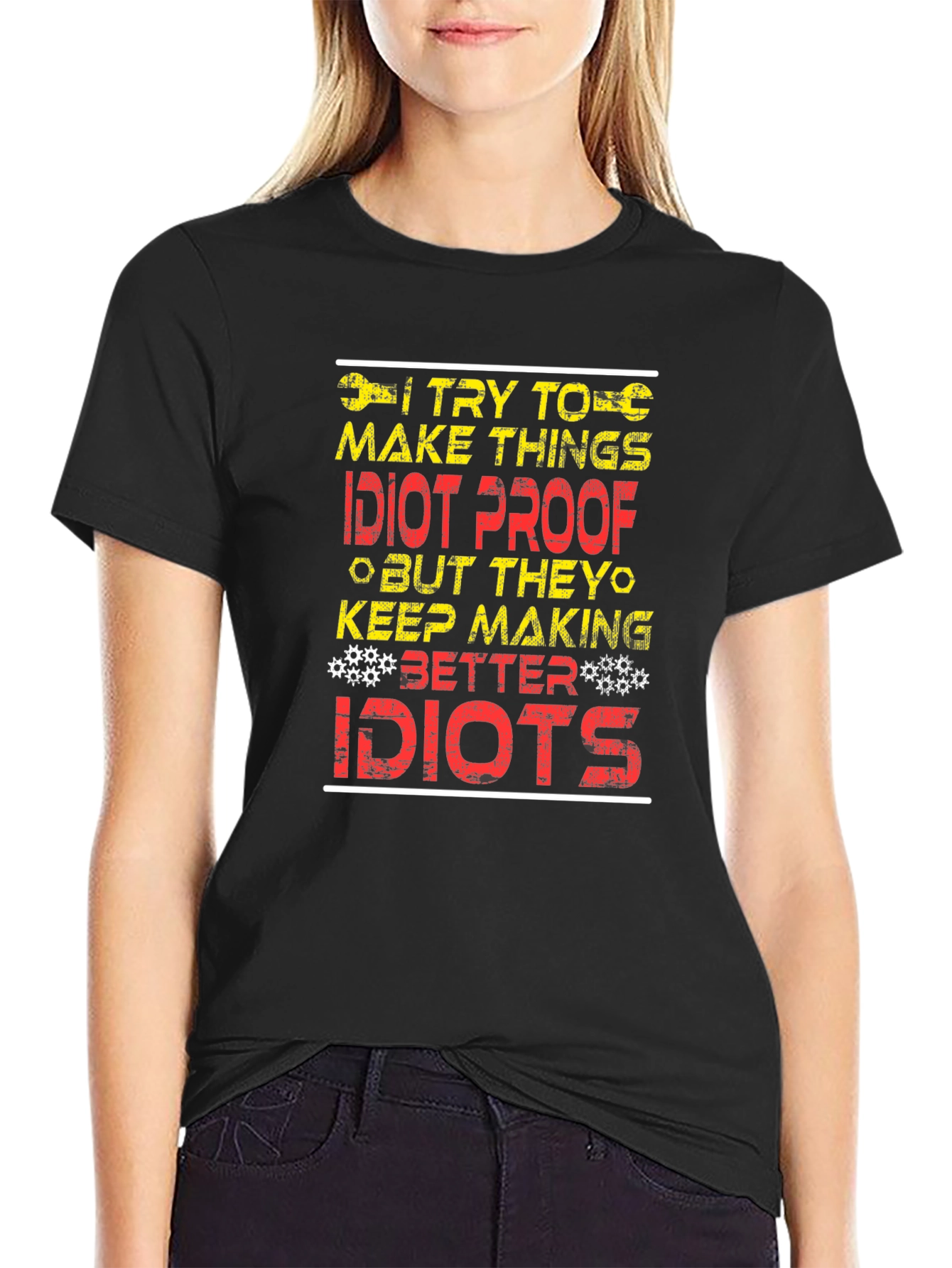 Idiot Proof Humor Graphic T-Shirt