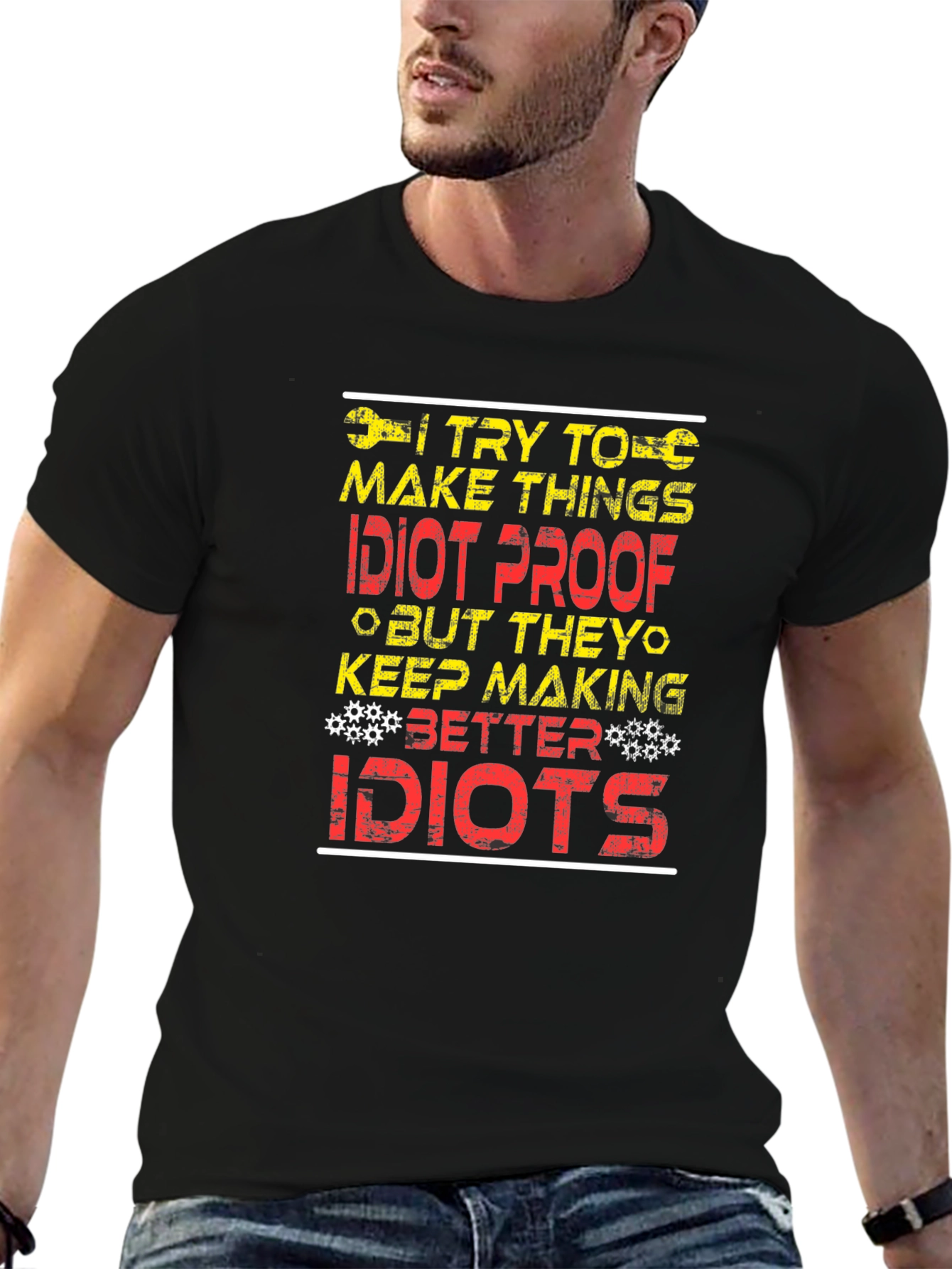 Idiot Proof Humor Graphic T-Shirt