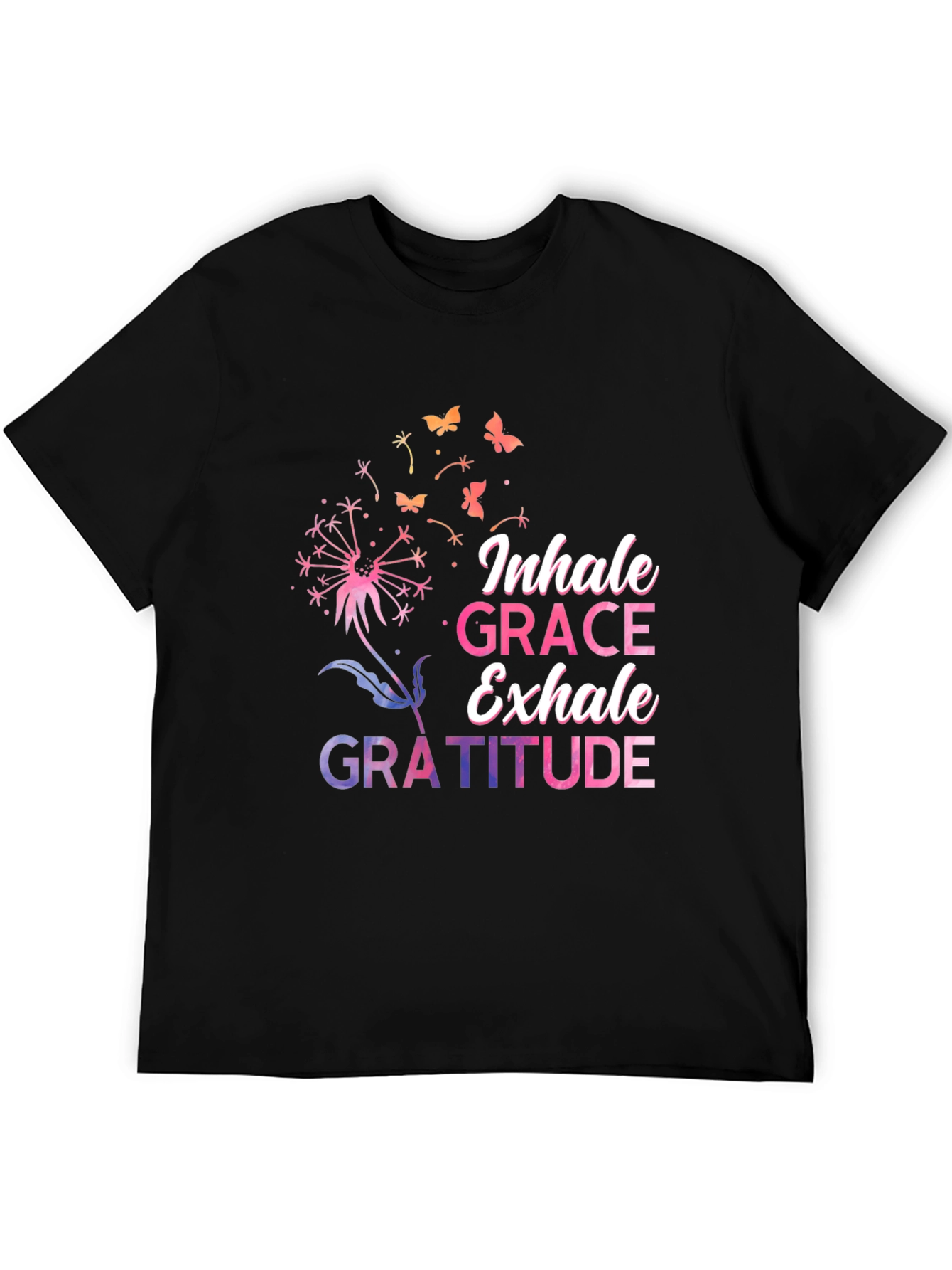 Inhale Grace Exhale Gratitude Black T-Shirt