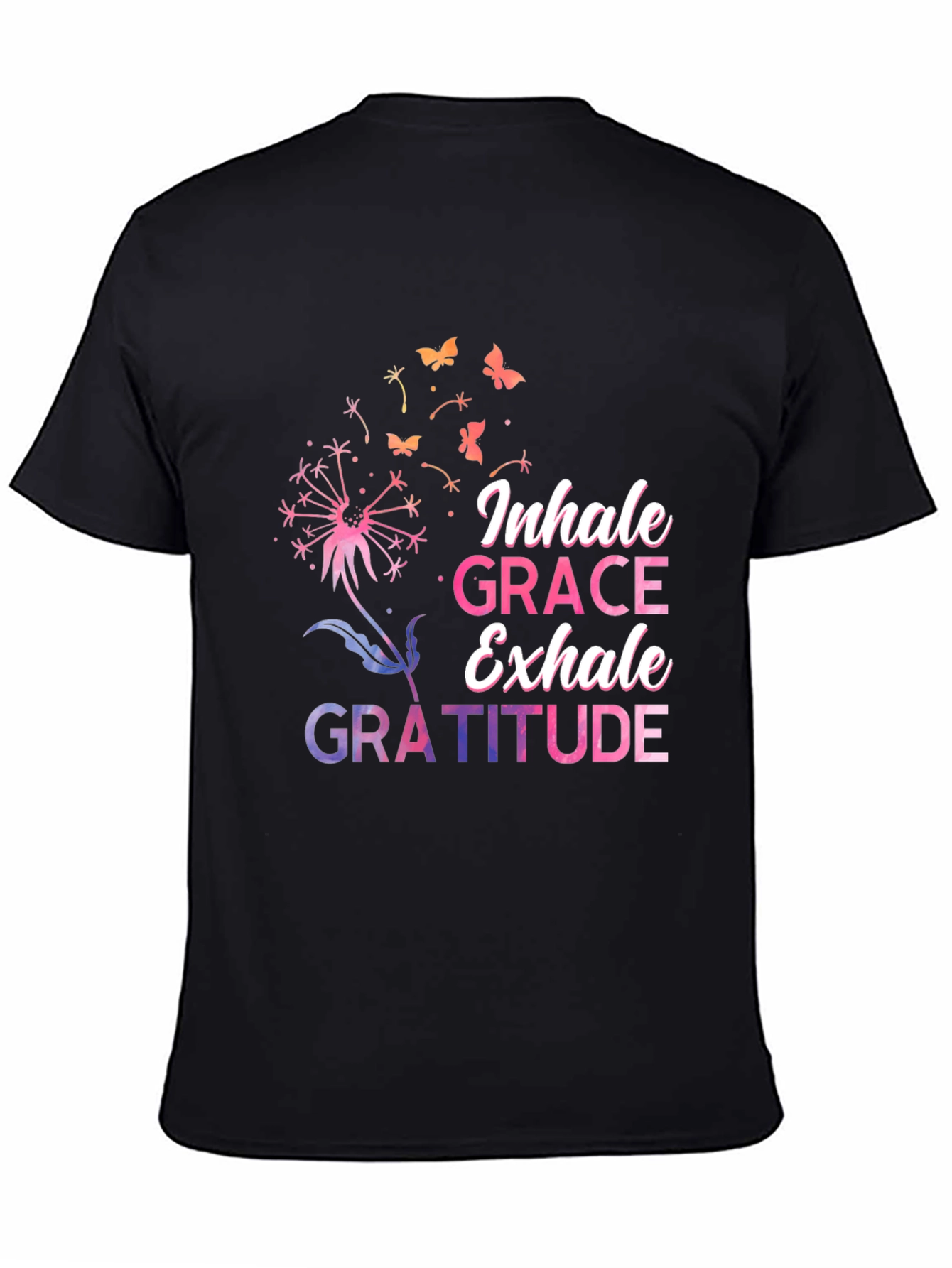 Inhale Grace Exhale Gratitude Black T-Shirt