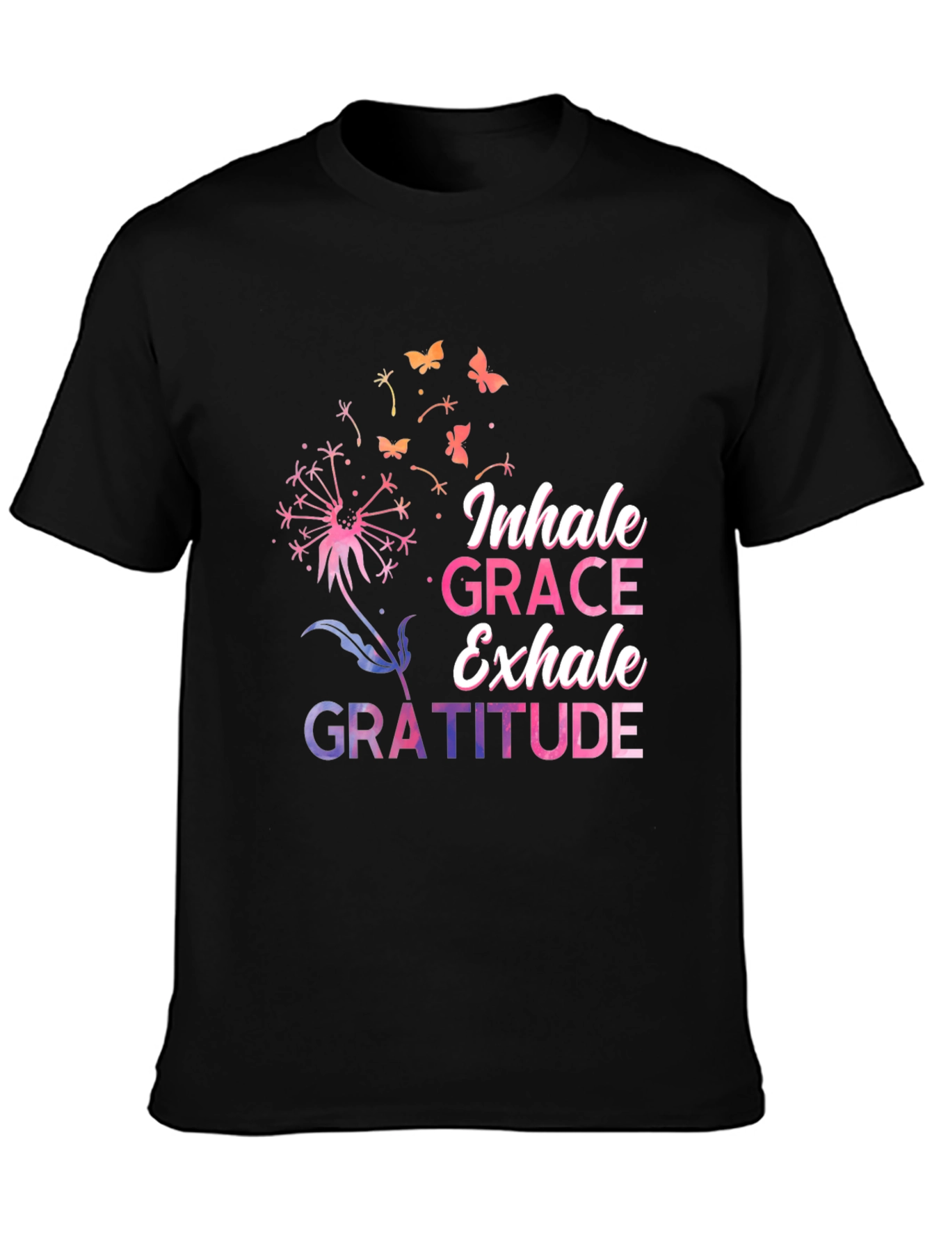 Inhale Grace Exhale Gratitude Black T-Shirt