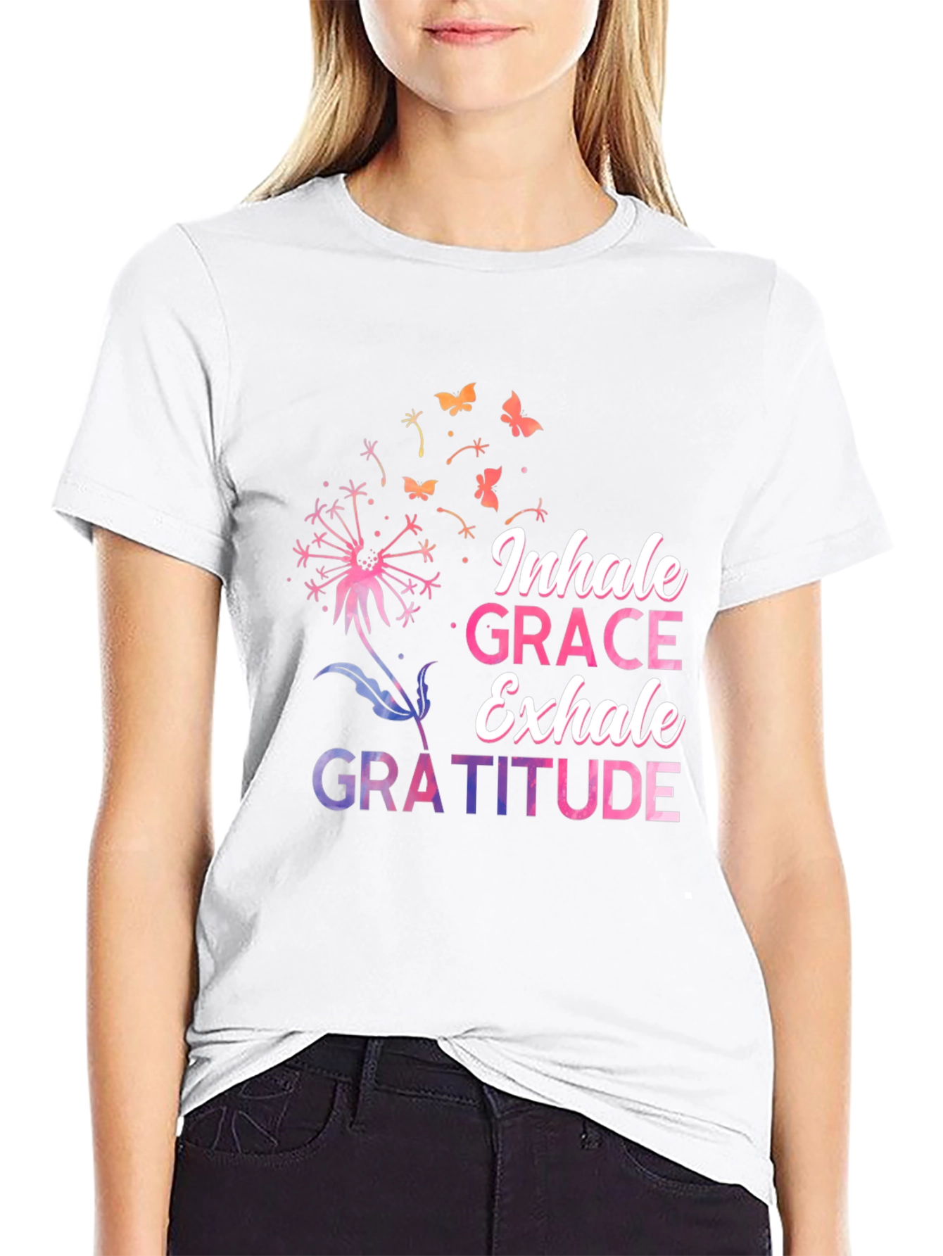 Inhale Grace Exhale Gratitude Black T-Shirt