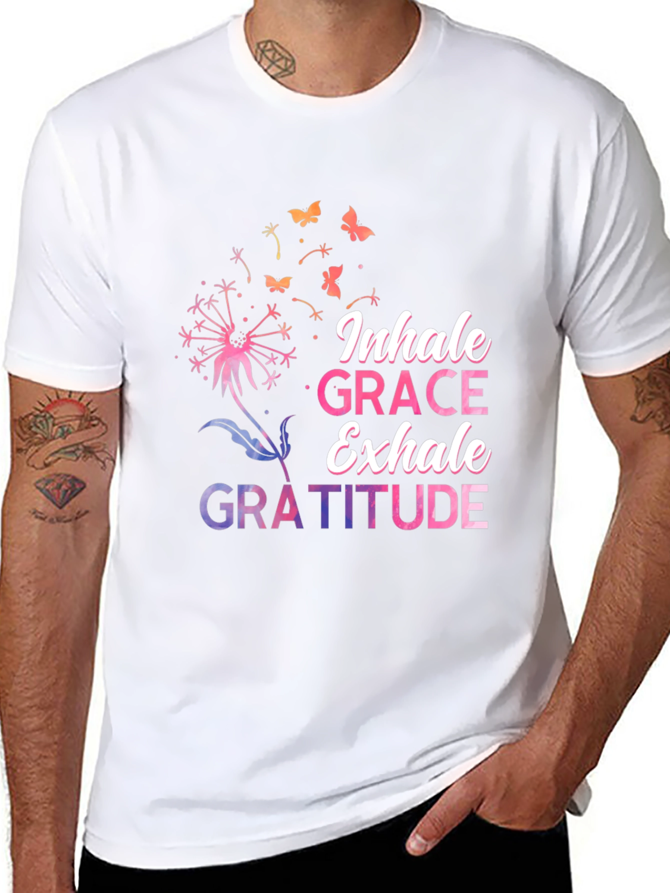 Inhale Grace Exhale Gratitude Black T-Shirt
