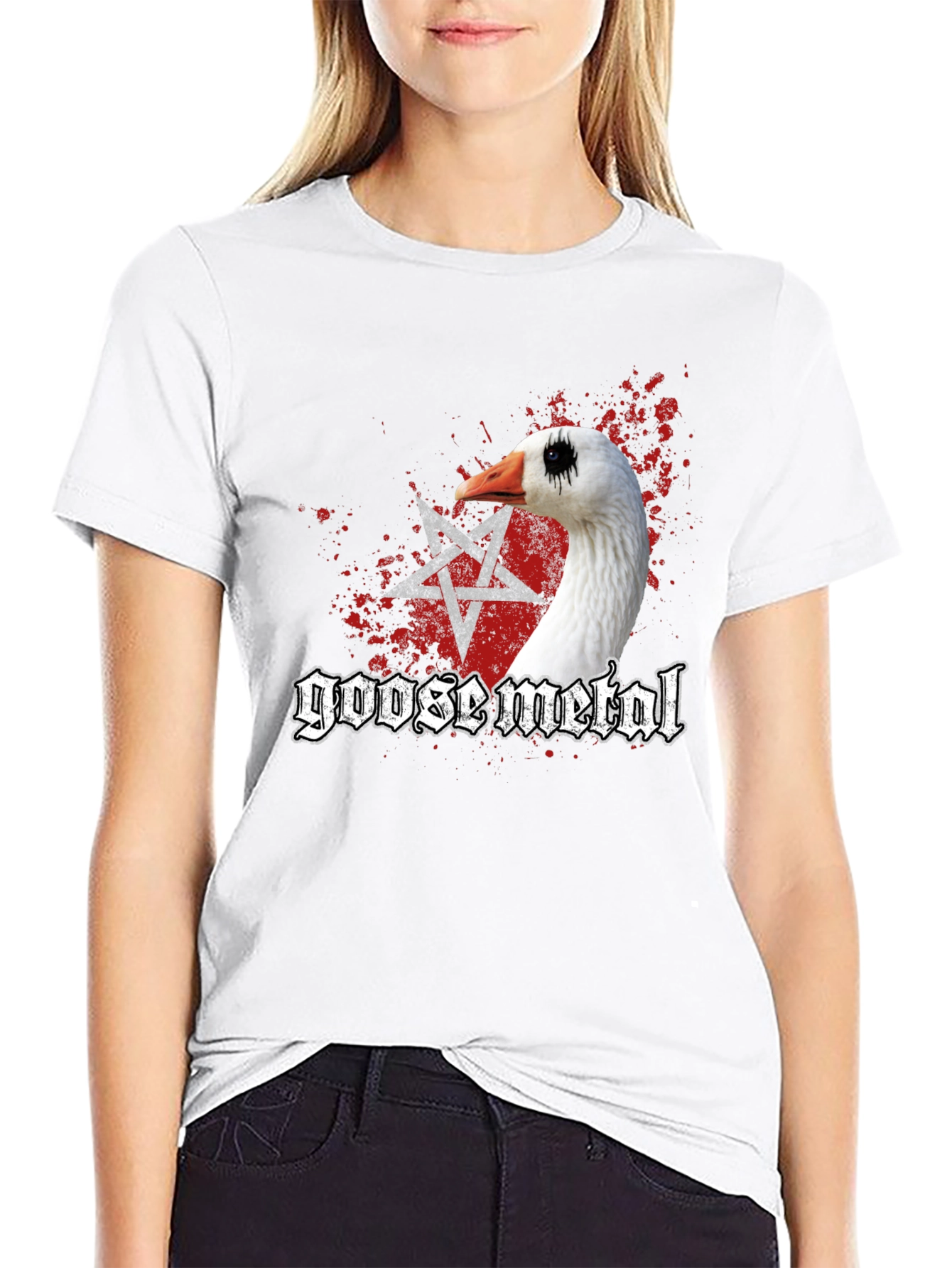 Goose Metal T-Shirt - Funny Black Metal Goose Tee