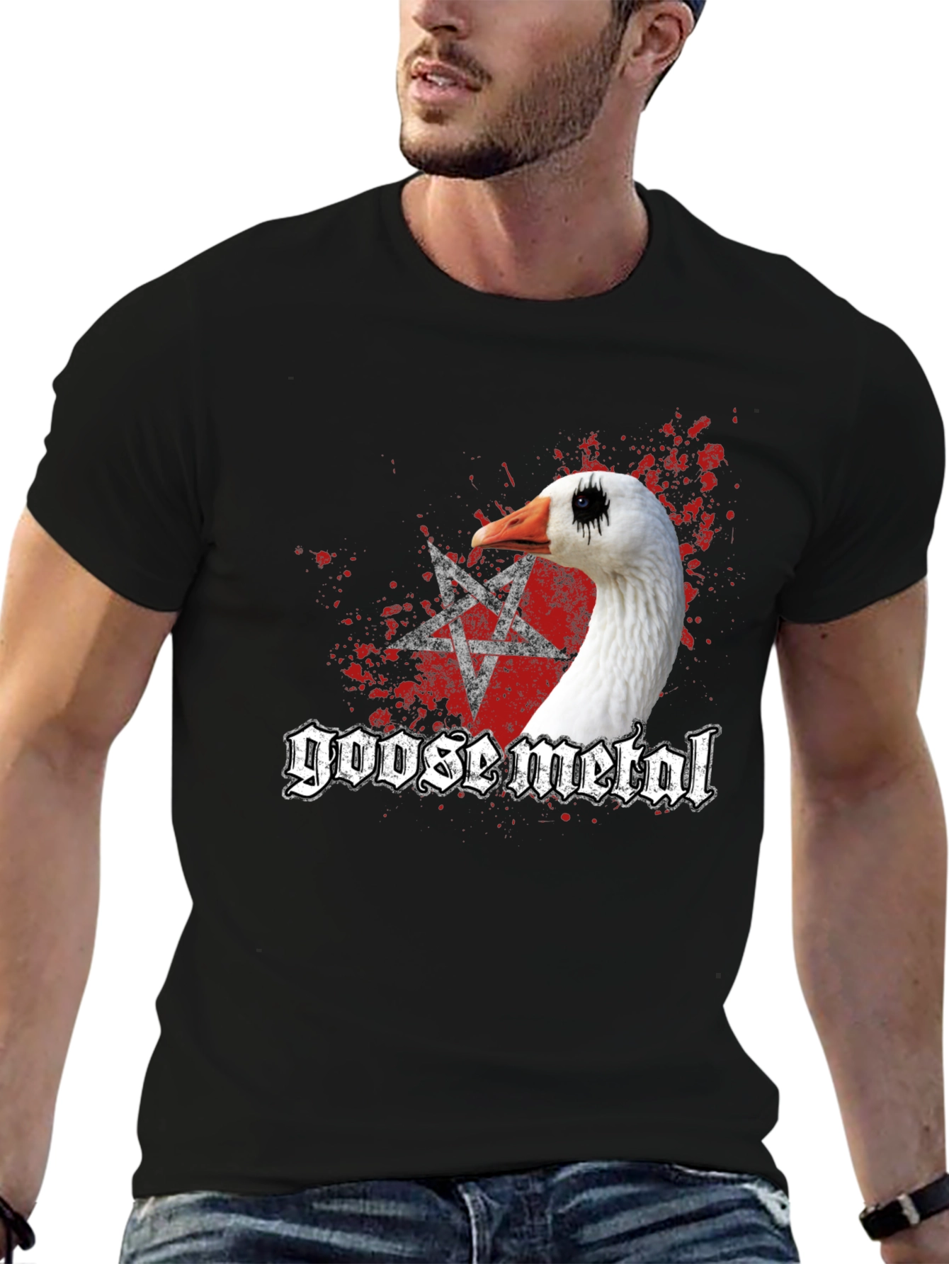 Goose Metal T-Shirt - Funny Black Metal Goose Tee