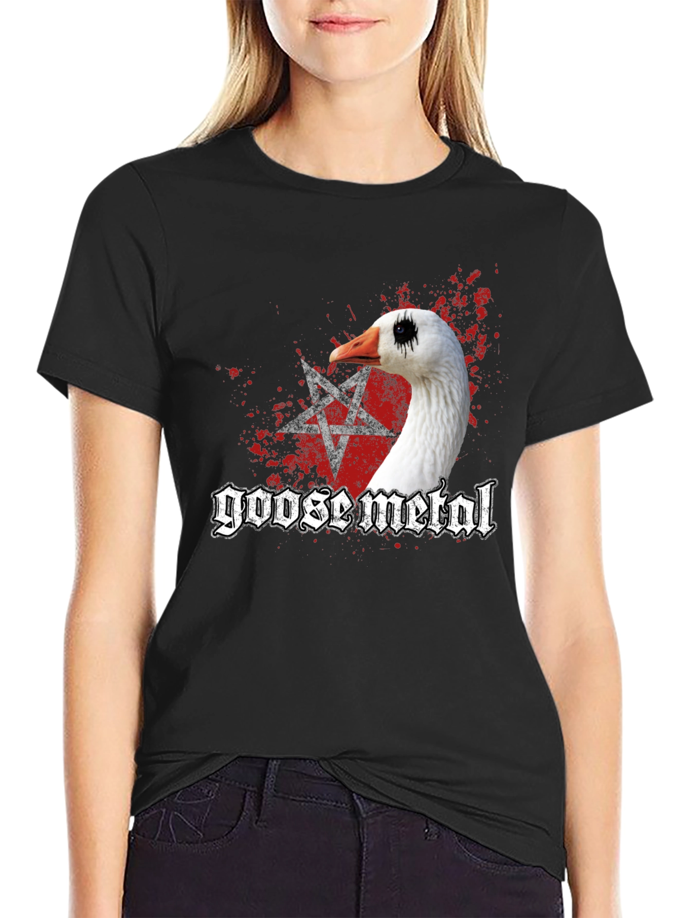 Goose Metal T-Shirt - Funny Black Metal Goose Tee