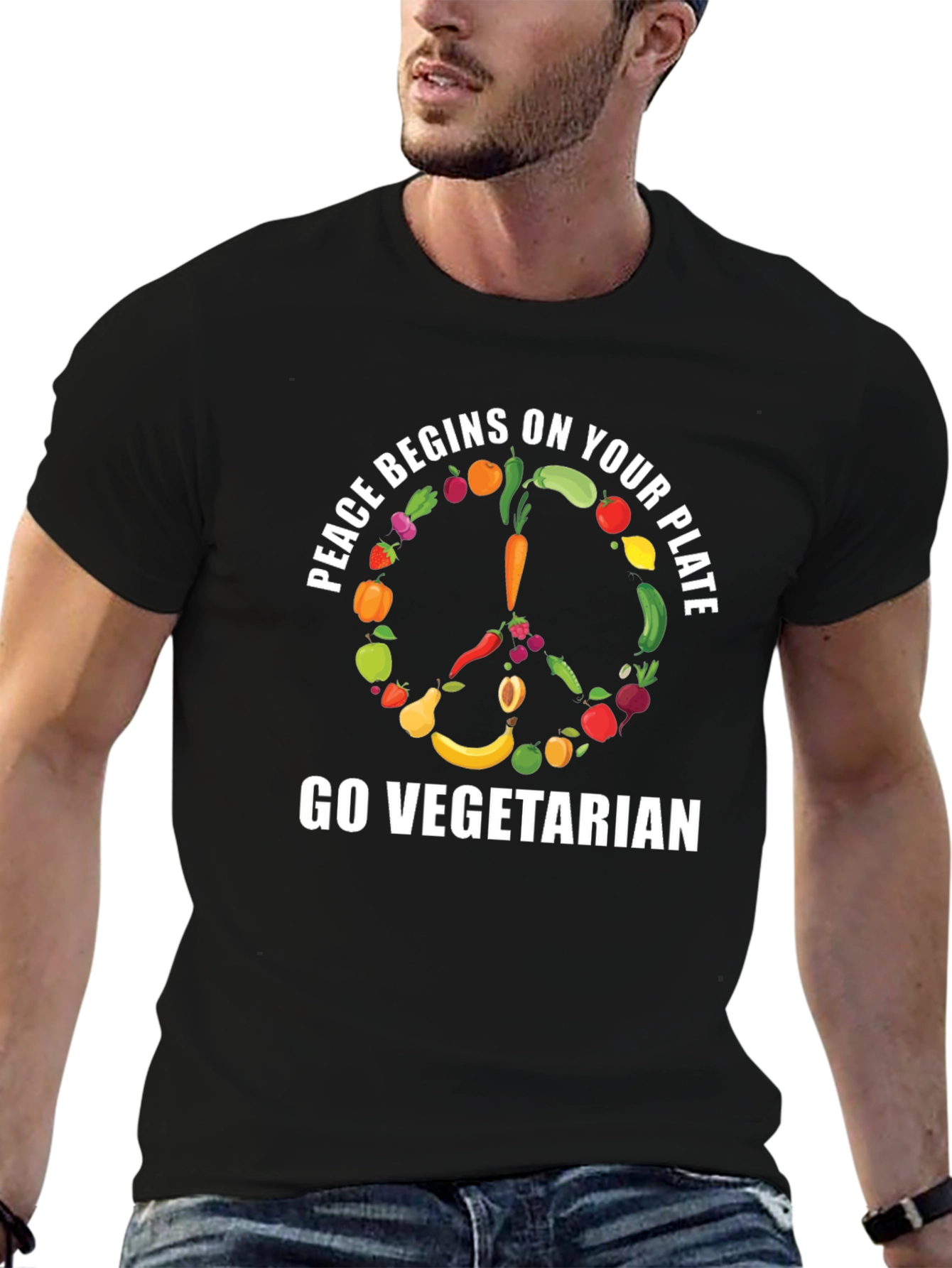 Peace Begins on Your Plate Vegetarian T-Shirt