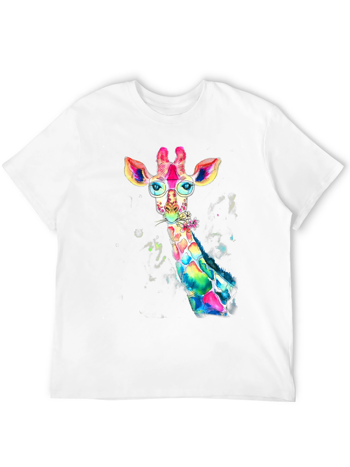 Rainbow Giraffe Graphic Tee - Quirky Animal Design