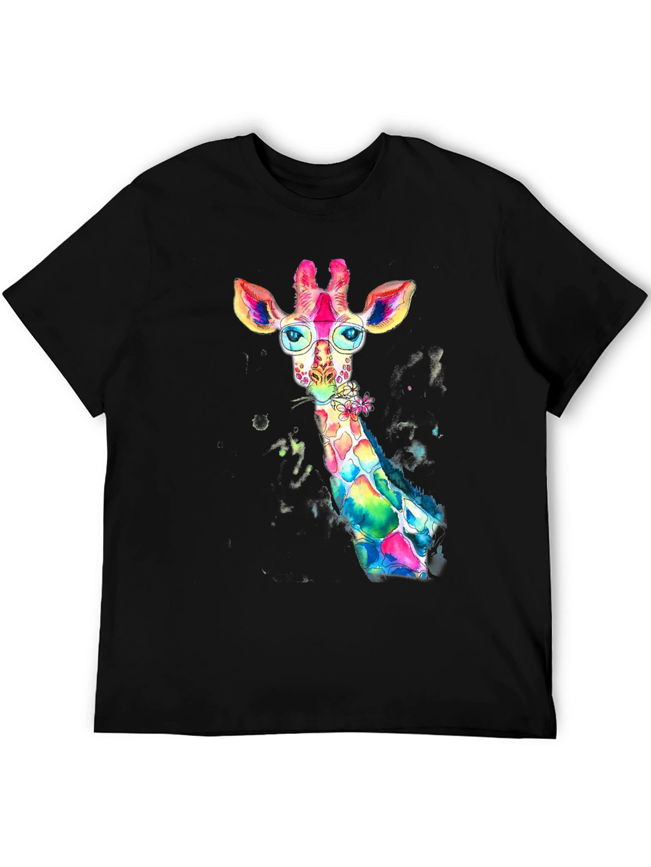 Rainbow Giraffe Graphic Tee - Quirky Animal Design