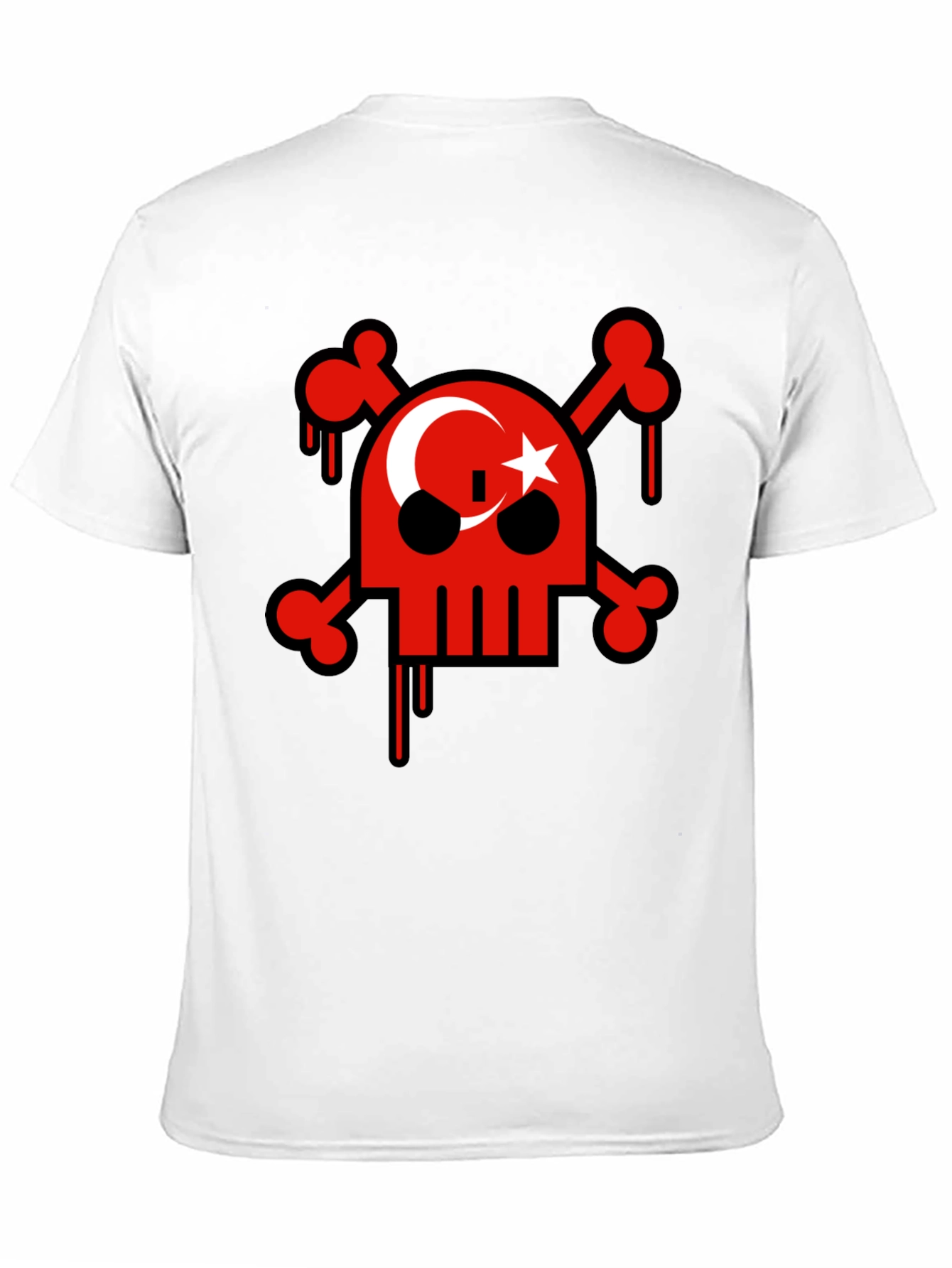 Skull and Crossbones Turkish Flag Mens Black T-Shirt