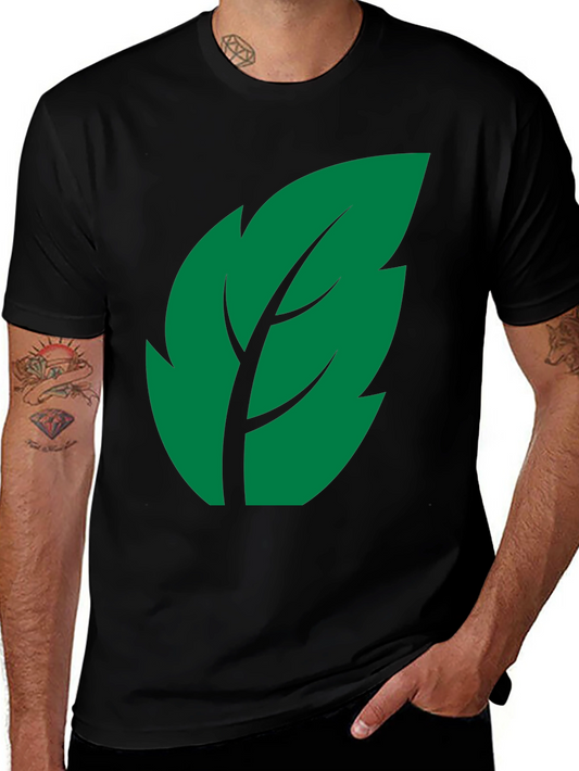 Leaf Graphic Print Black T-Shirt