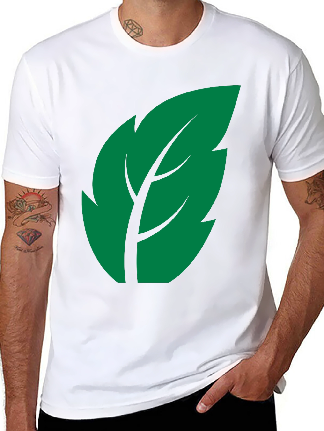 Leaf Graphic Print Black T-Shirt