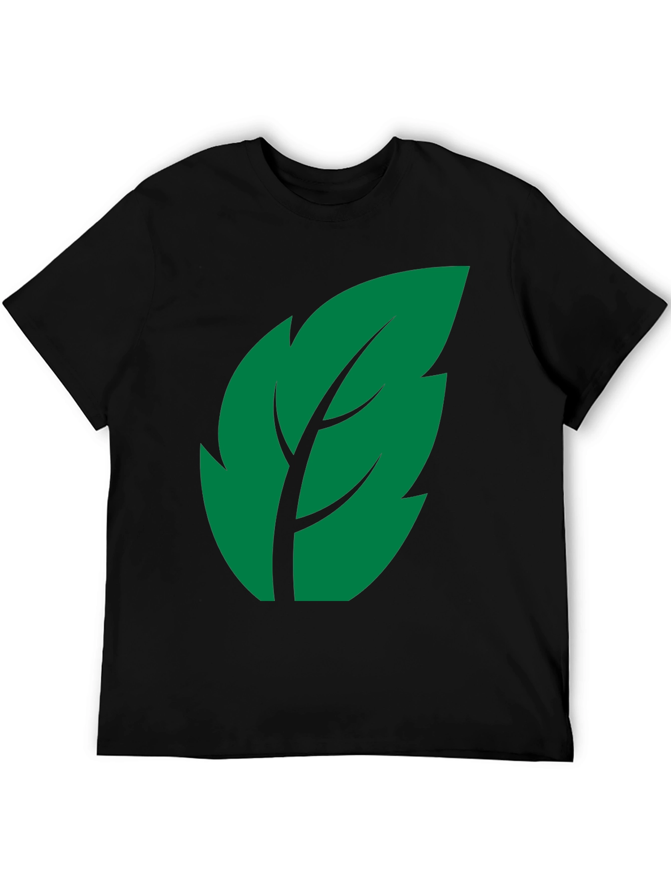Leaf Graphic Print Black T-Shirt