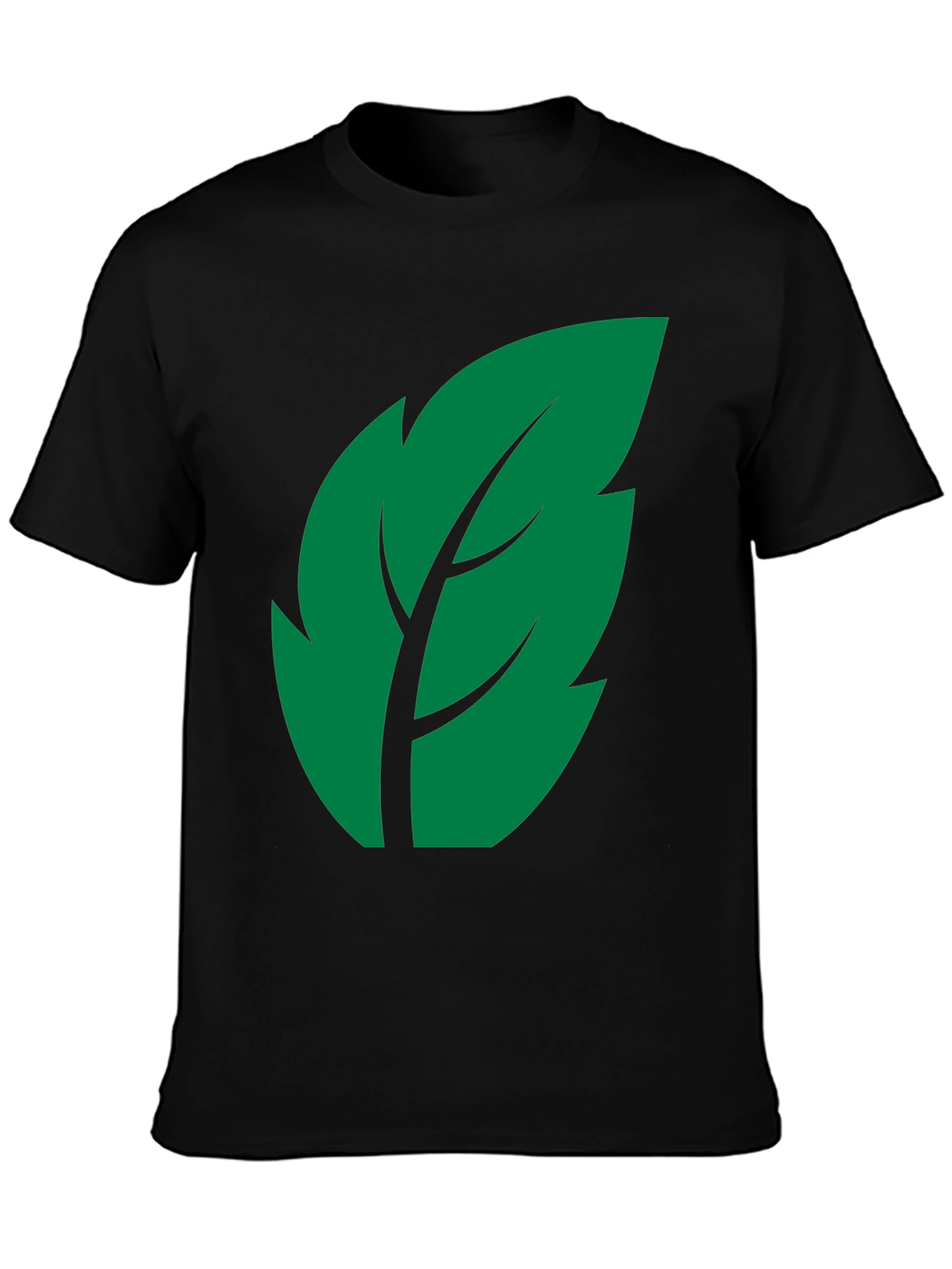 Leaf Graphic Print Black T-Shirt