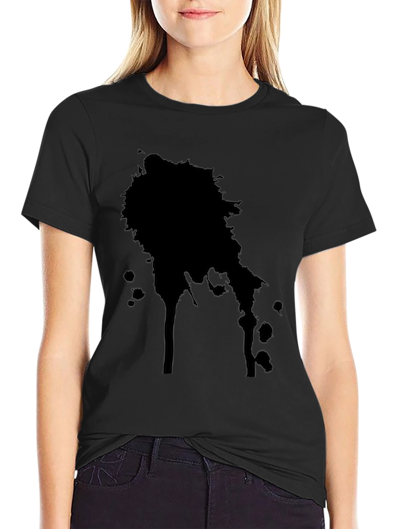 Mens Black T-Shirt with Ink Splatter Design