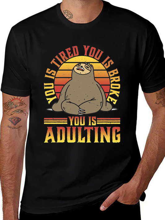 Funny Sloth Adulting Graphic T-Shirt
