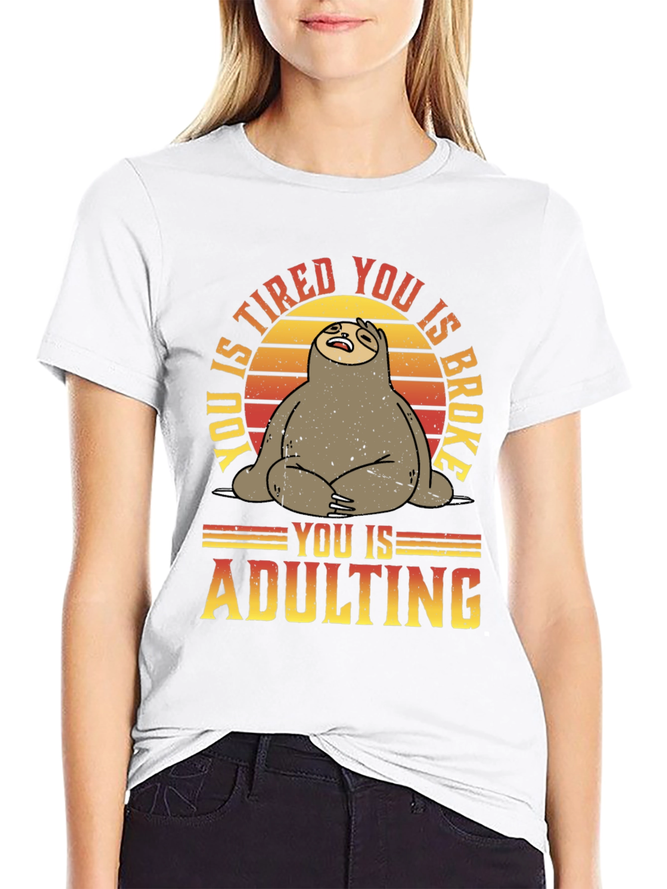 Funny Sloth Adulting Graphic T-Shirt