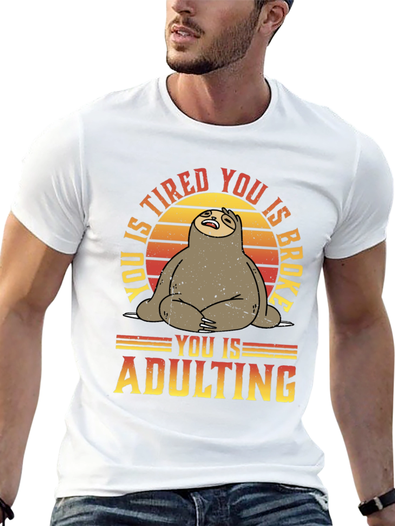 Funny Sloth Adulting Graphic T-Shirt