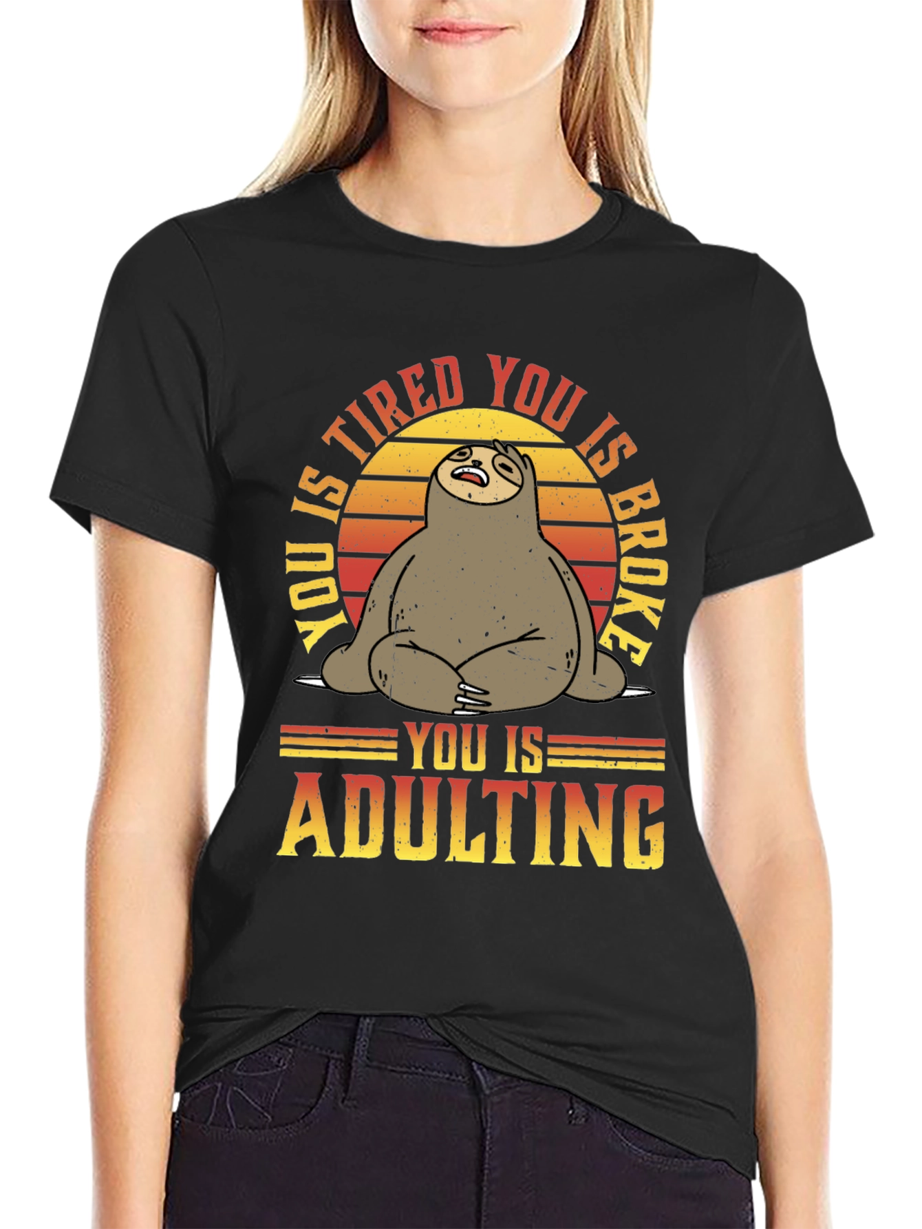 Funny Sloth Adulting Graphic T-Shirt