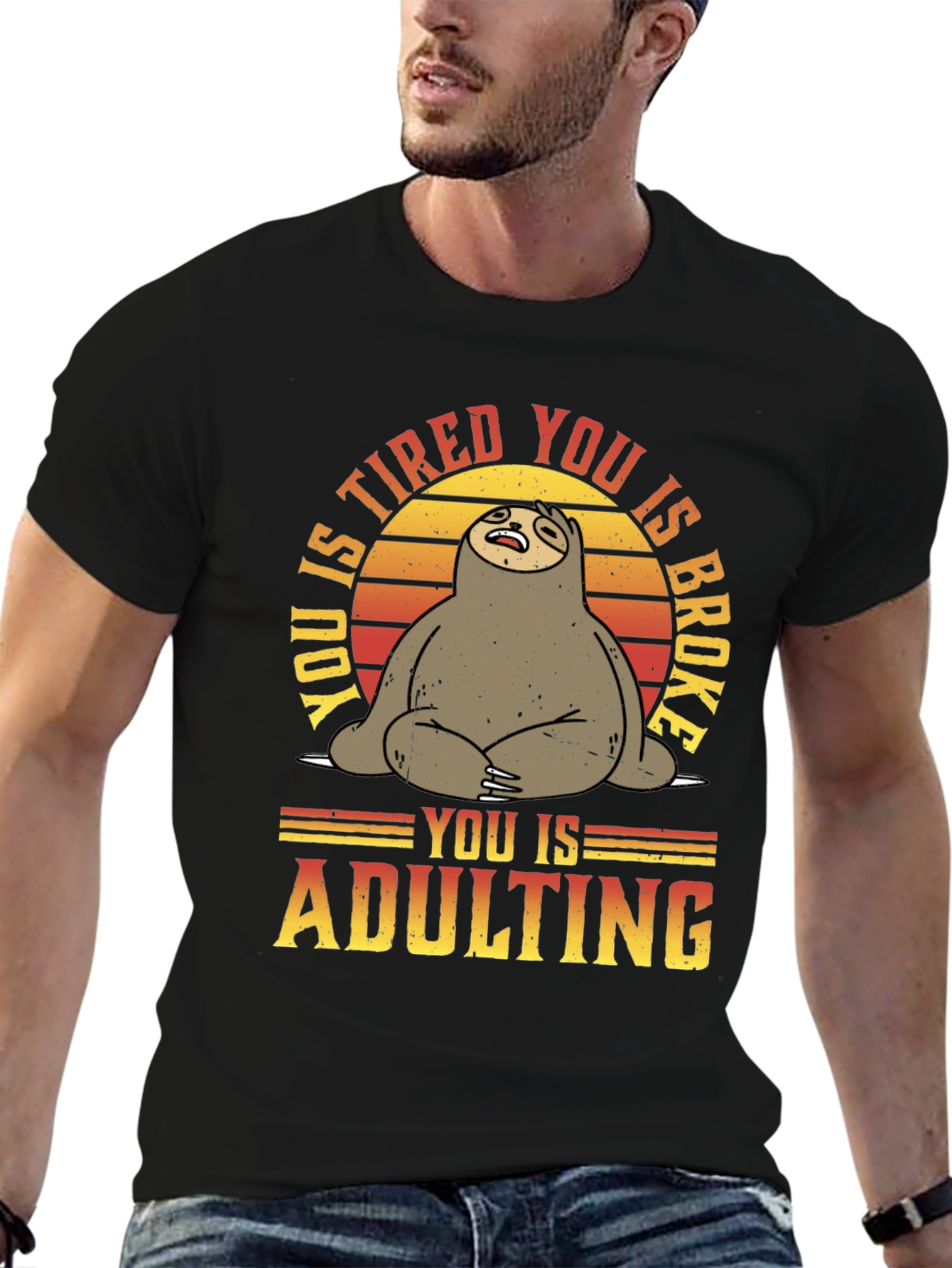 Funny Sloth Adulting Graphic T-Shirt