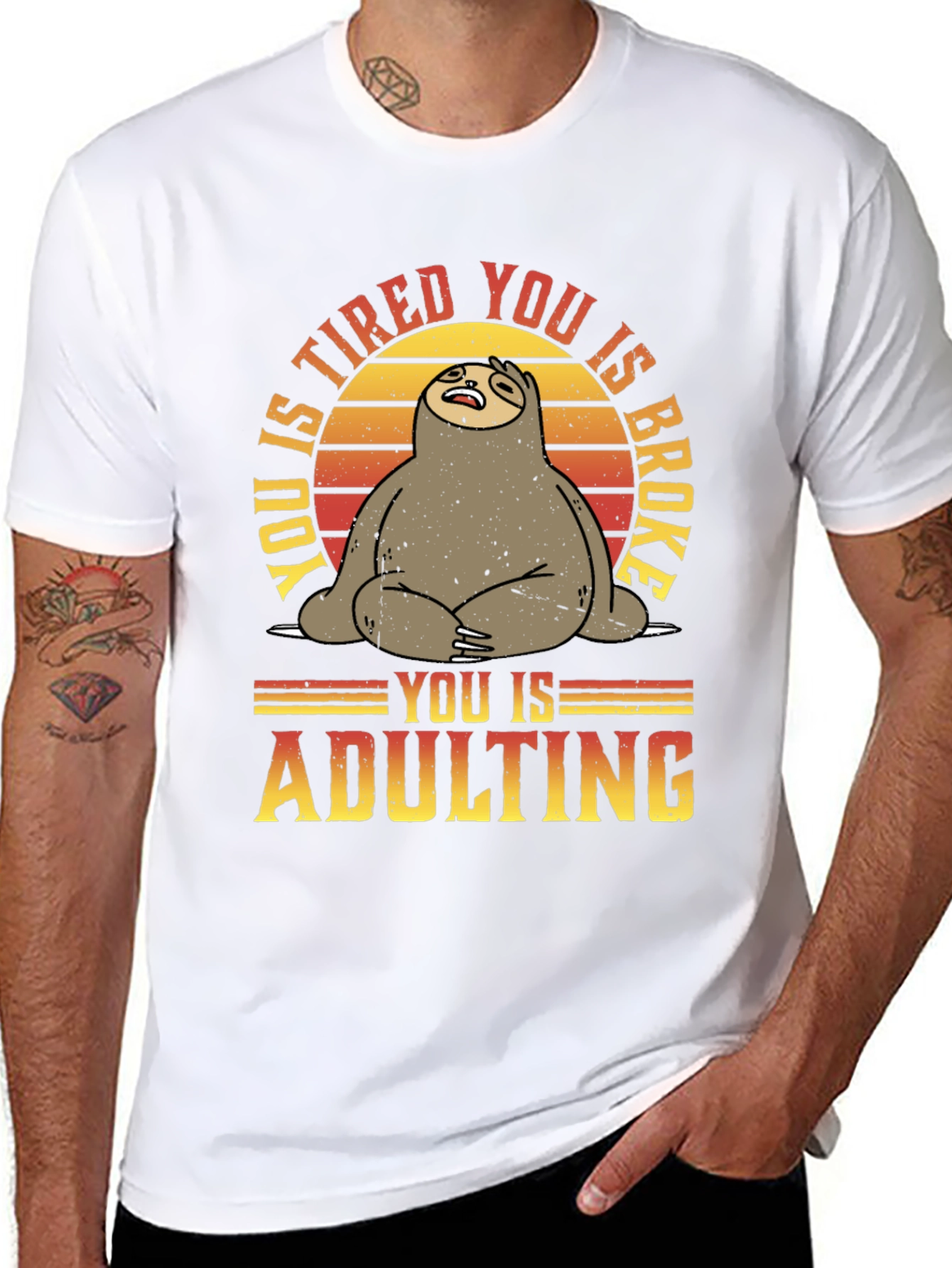 Funny Sloth Adulting Graphic T-Shirt