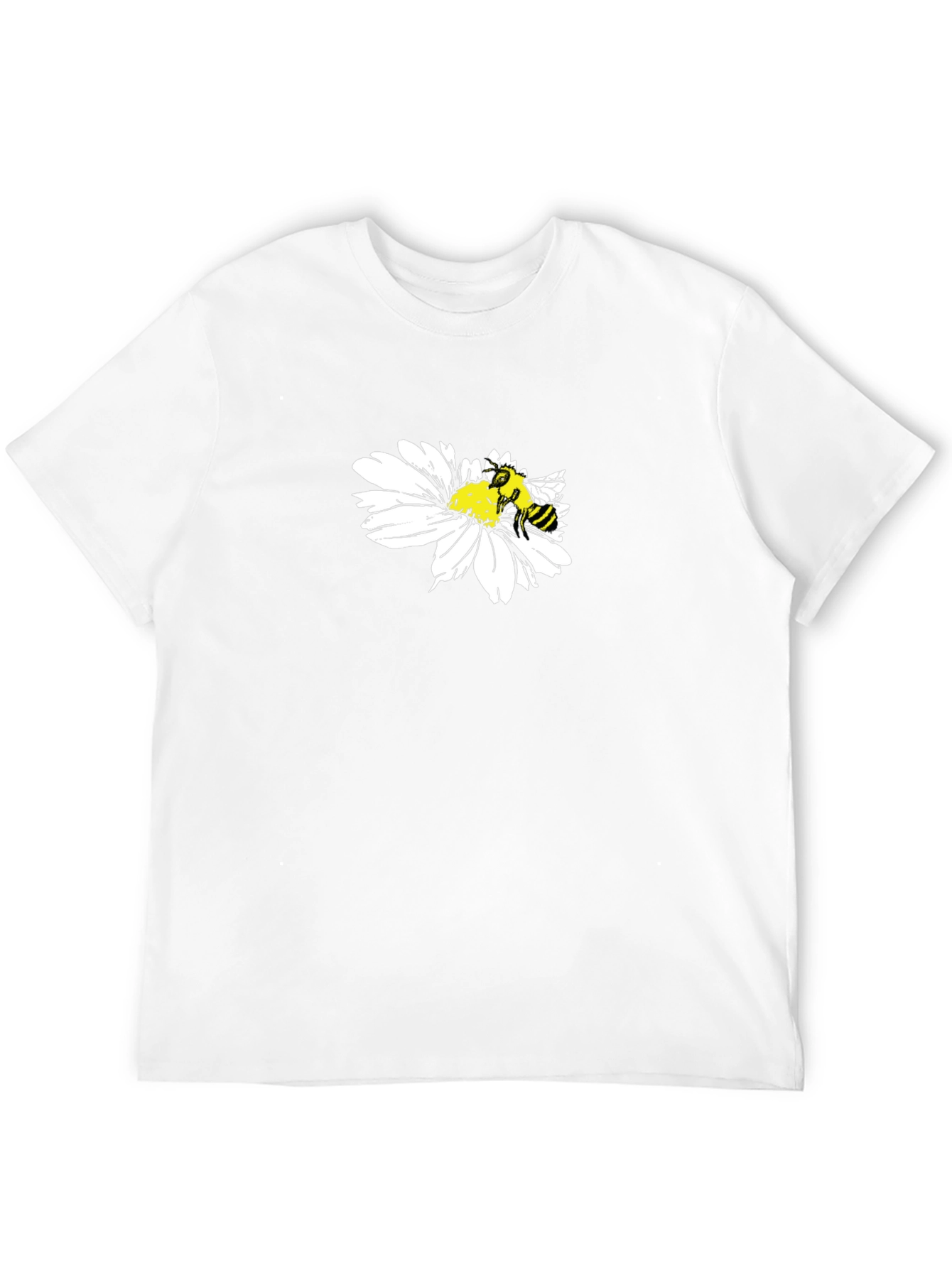 Black T-Shirt with Bee on Daisy Design