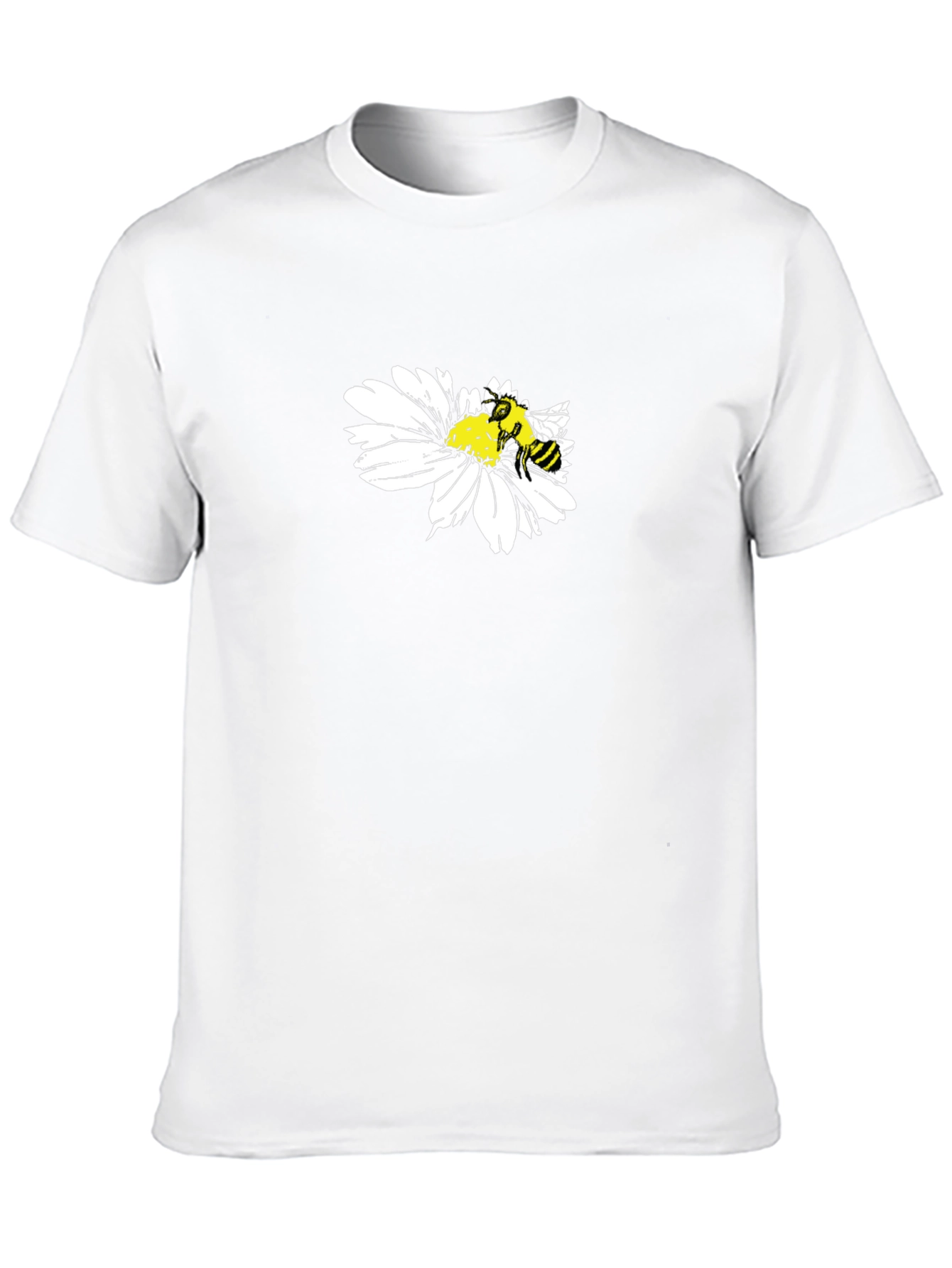 Black T-Shirt with Bee on Daisy Design