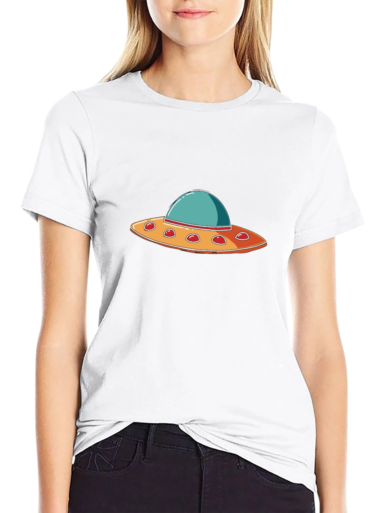 UFO Graphic T-Shirt - Black Crew Neck Tee
