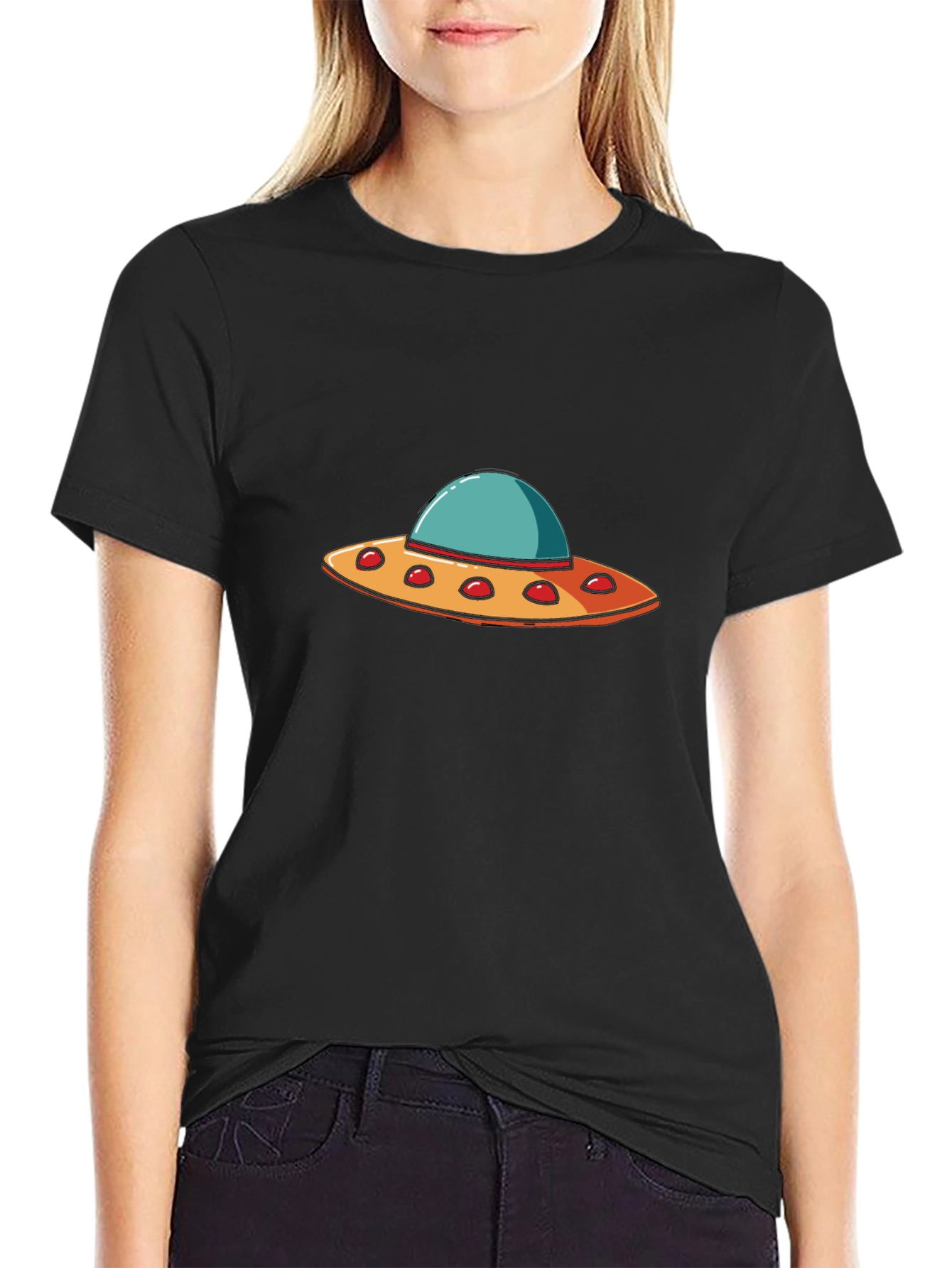 UFO Graphic T-Shirt - Black Crew Neck Tee