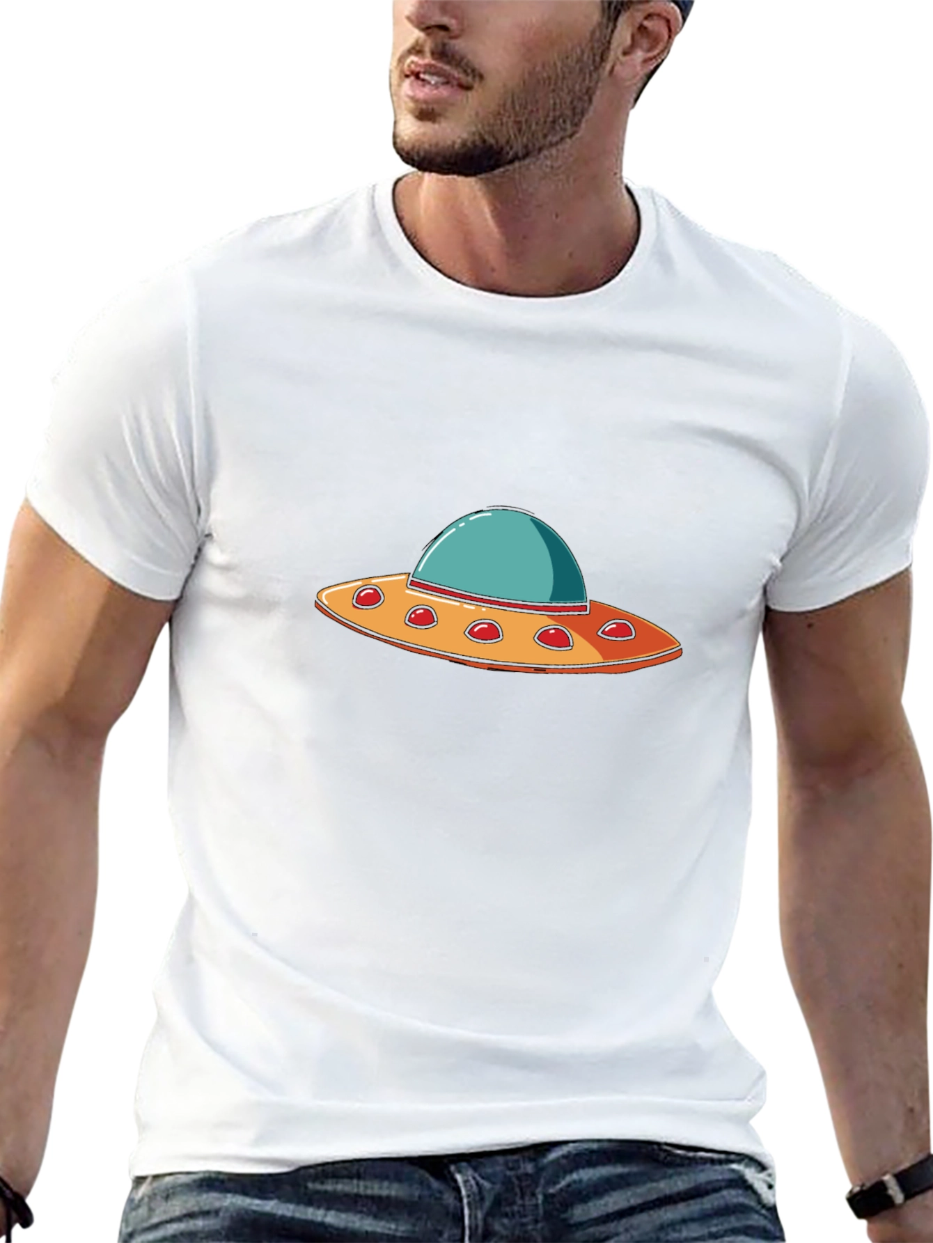 UFO Graphic T-Shirt - Black Crew Neck Tee