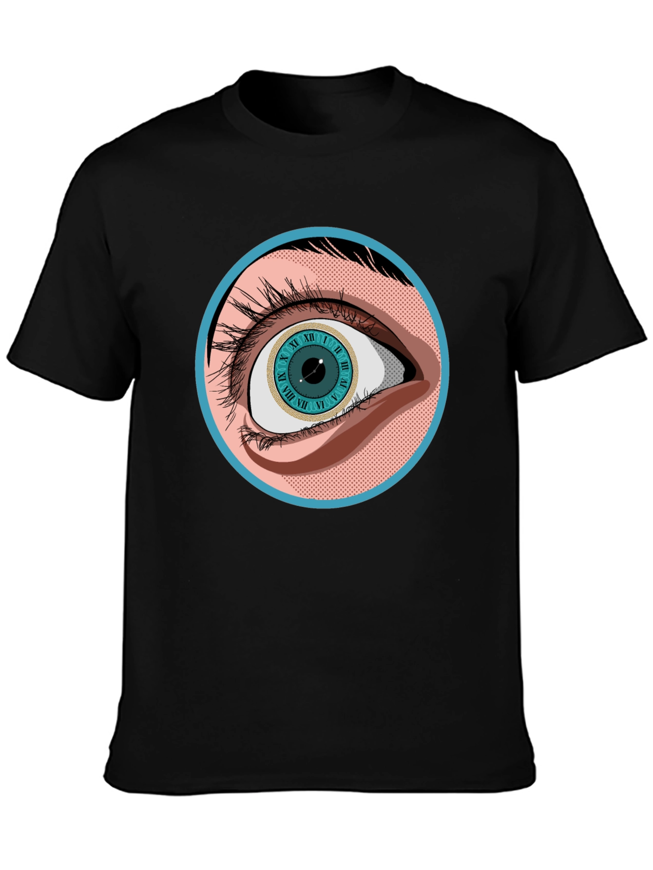Surreal Eye Clock Graphic Tee - Unisex Black T-Shirt