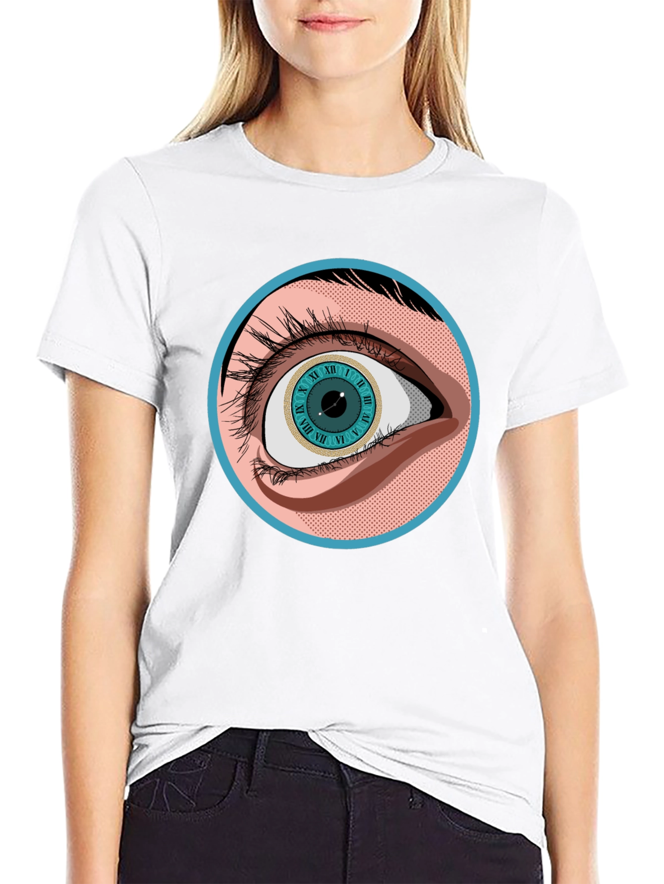 Surreal Eye Clock Graphic Tee - Unisex Black T-Shirt