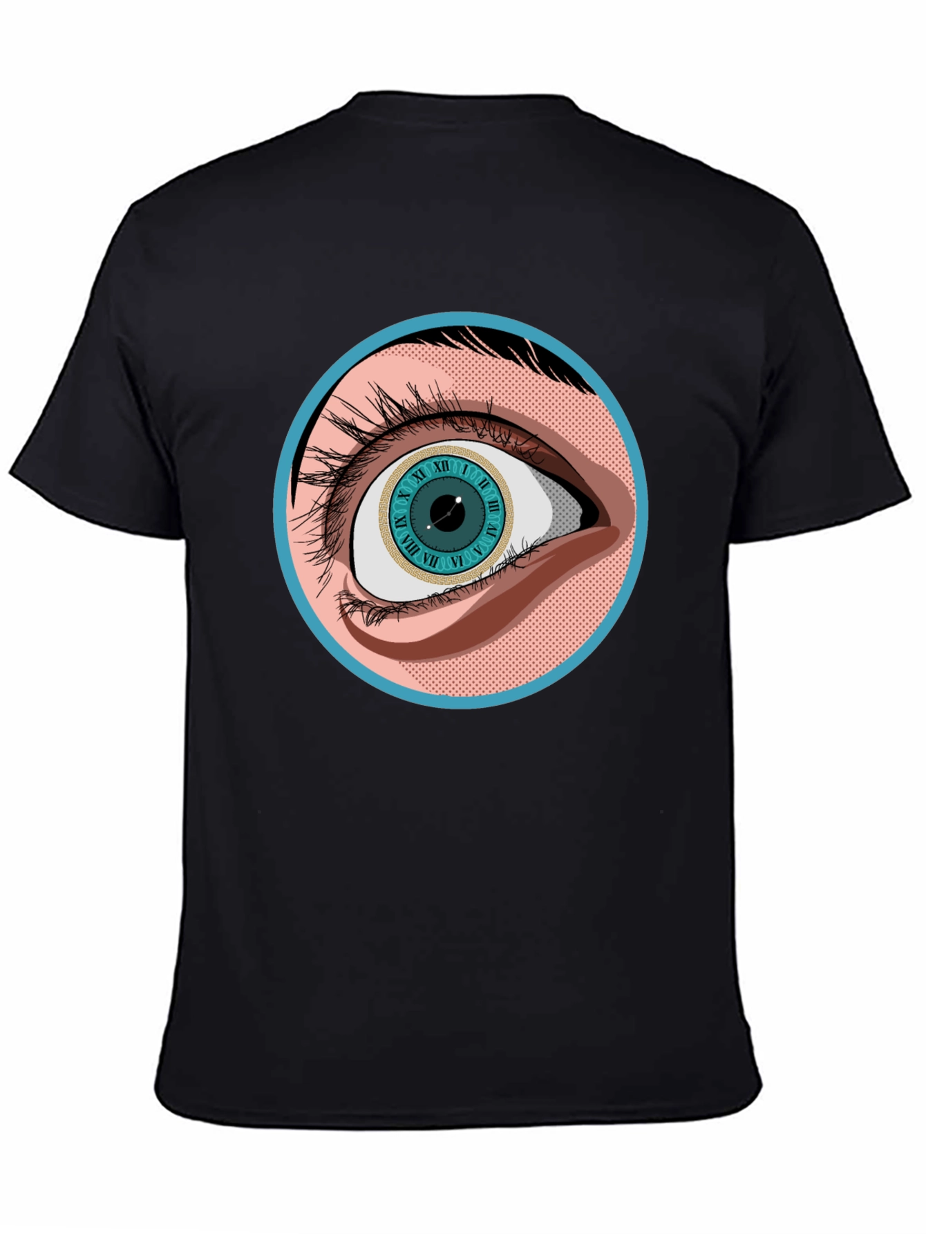 Surreal Eye Clock Graphic Tee - Unisex Black T-Shirt