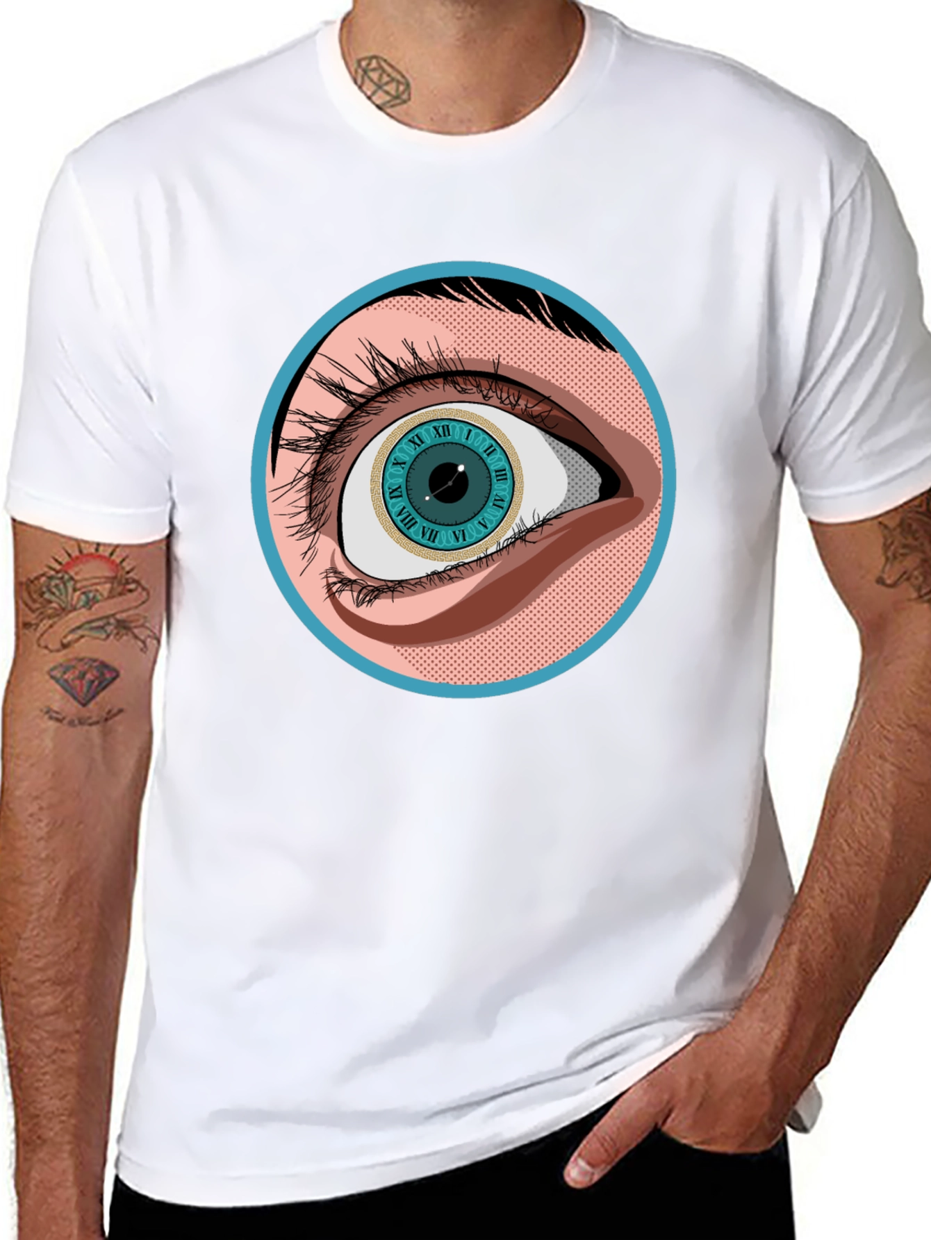 Surreal Eye Clock Graphic Tee - Unisex Black T-Shirt