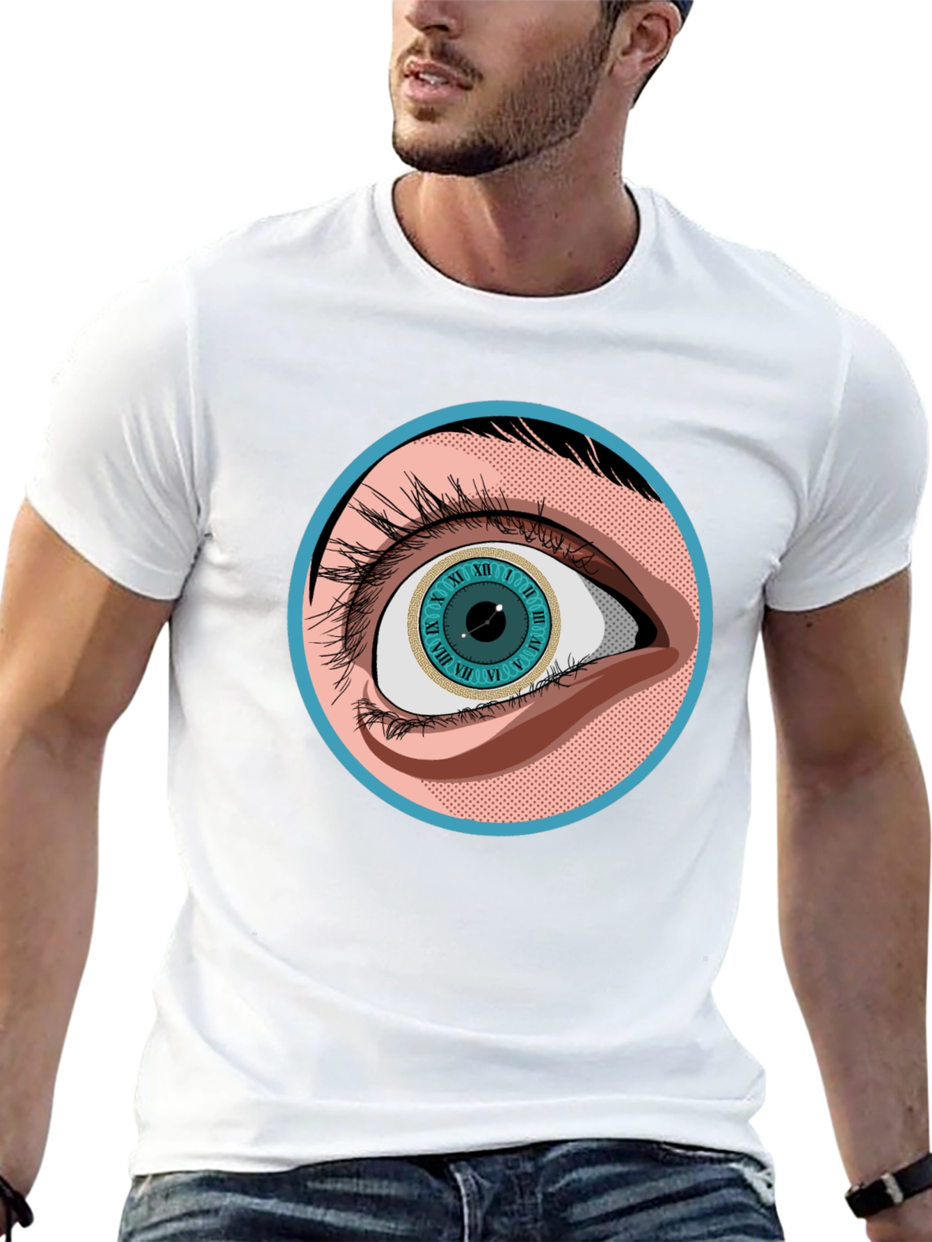 Surreal Eye Clock Graphic Tee - Unisex Black T-Shirt