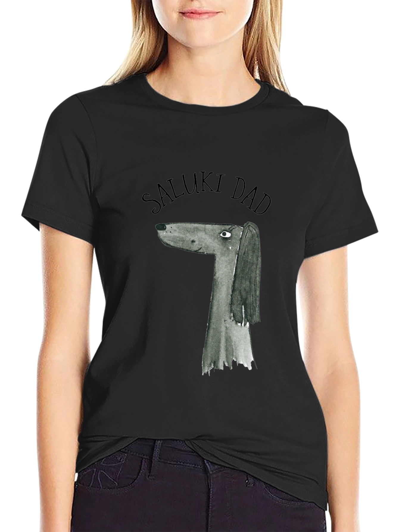Saluki Dad Graphic Tee - Black Cotton T-Shirt