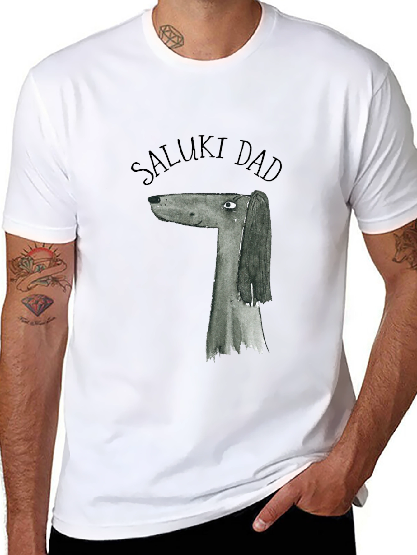 Saluki Dad Graphic Tee - Black Cotton T-Shirt