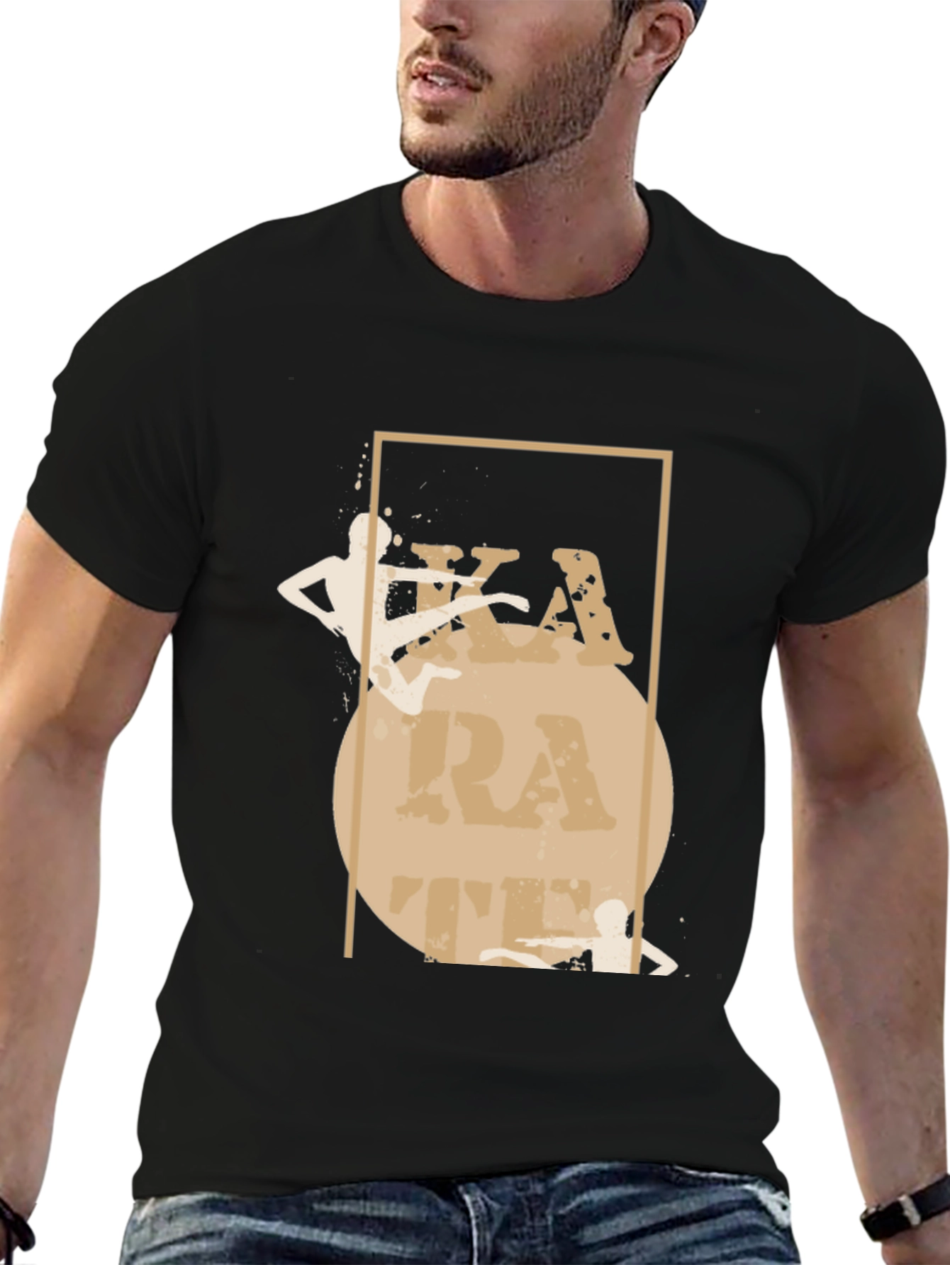 Karate Graphic Print Black T-Shirt