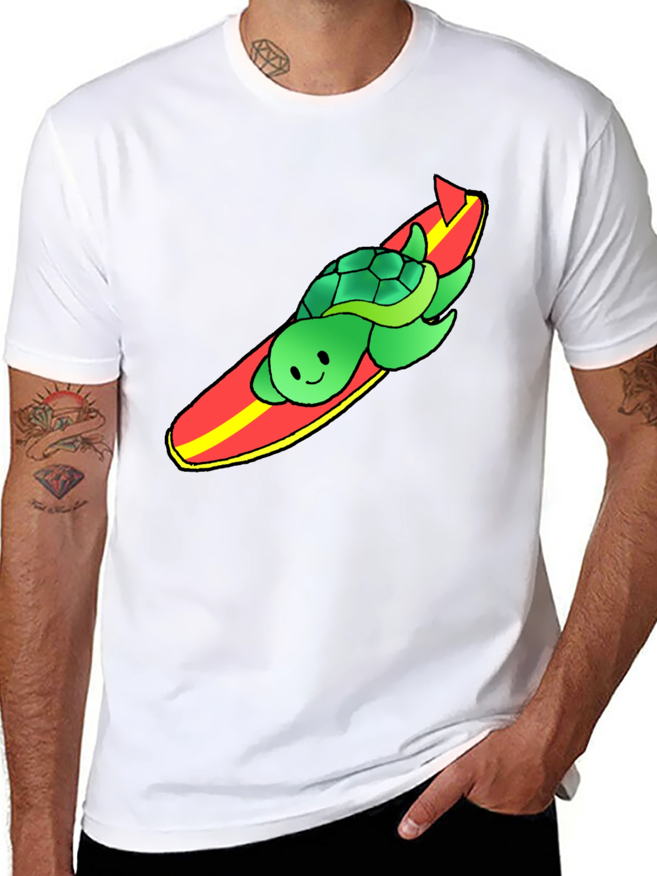 Surfing Turtle Graphic Tee - Cool Summer Vibes