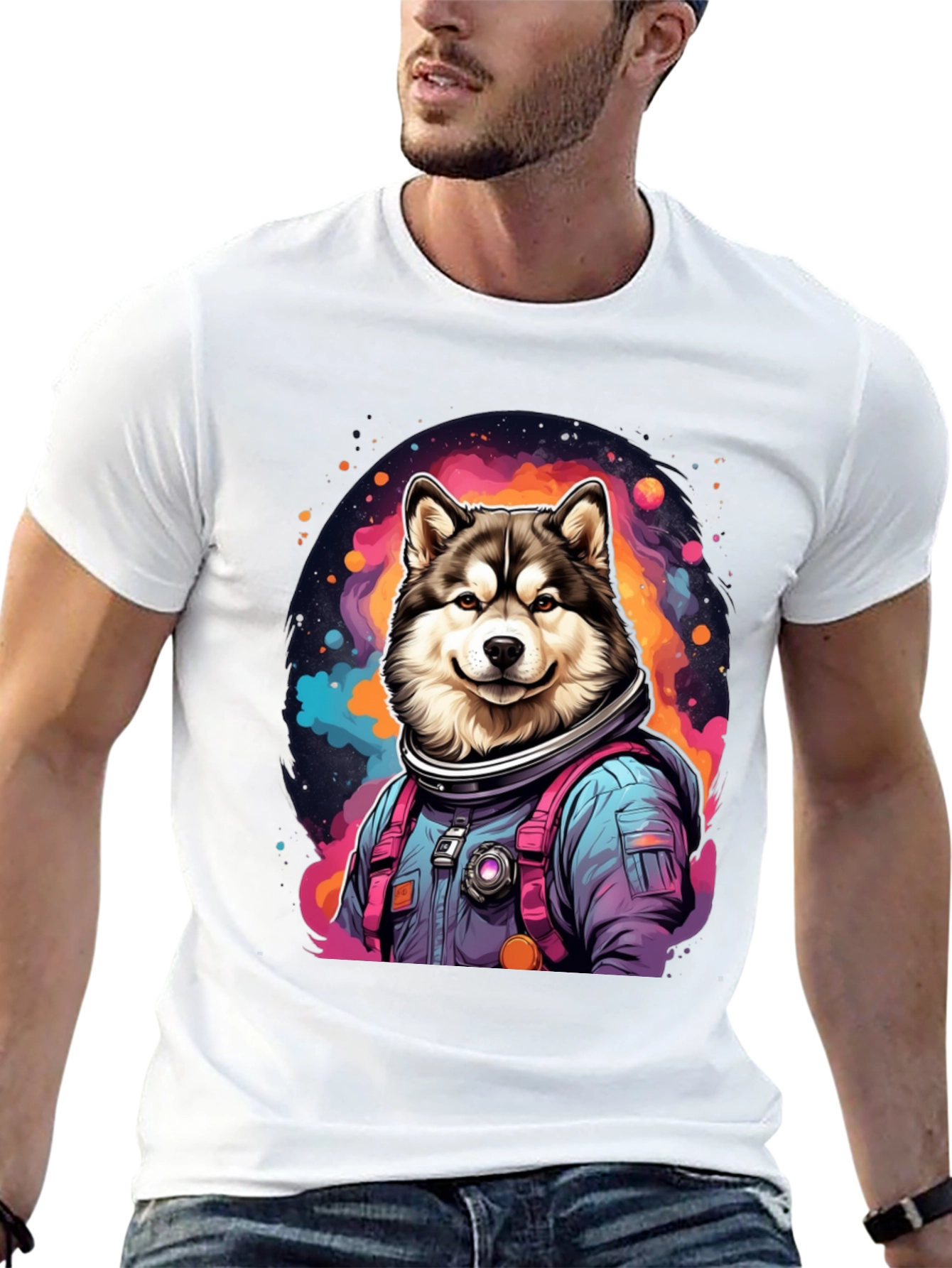 Husky Astronaut T-Shirt - Galaxy Dog Tee