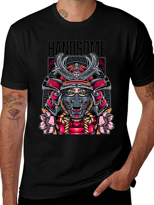 Handsome Samurai Graphic Tee - Edgy Japanese Warrior Design